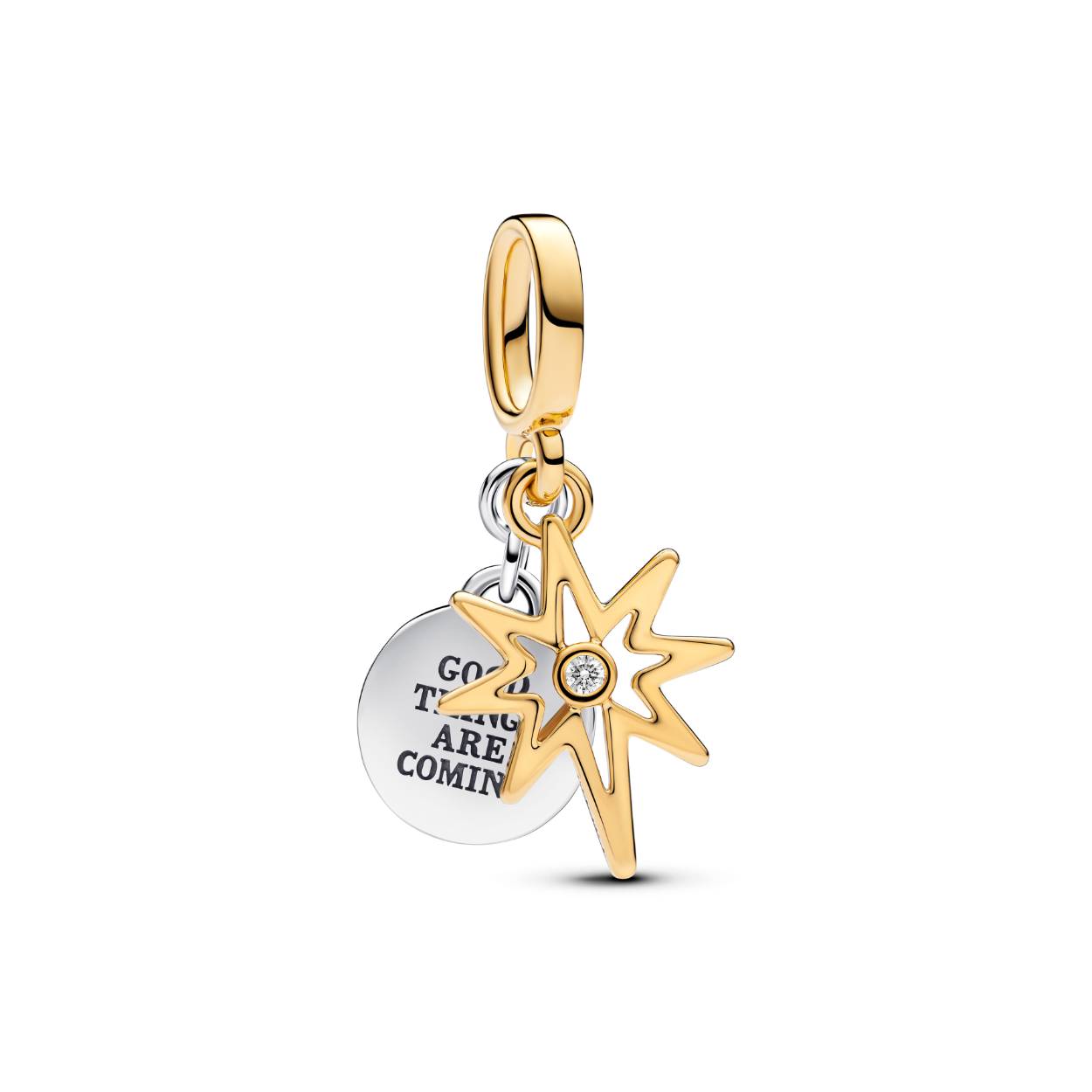Engravable star sterling silver and 14k gold plated