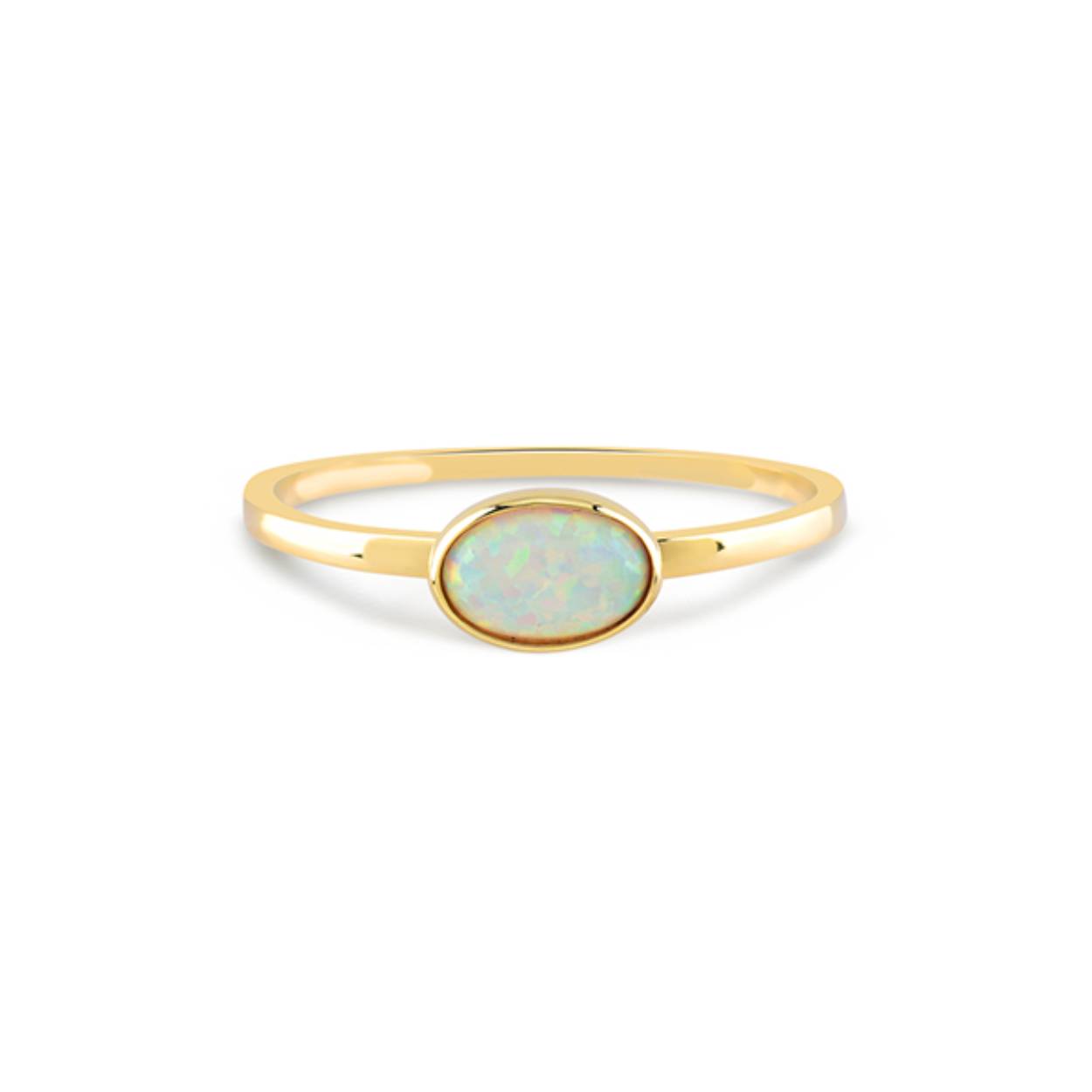 gouden Swing ring, ovaal opaal mt56