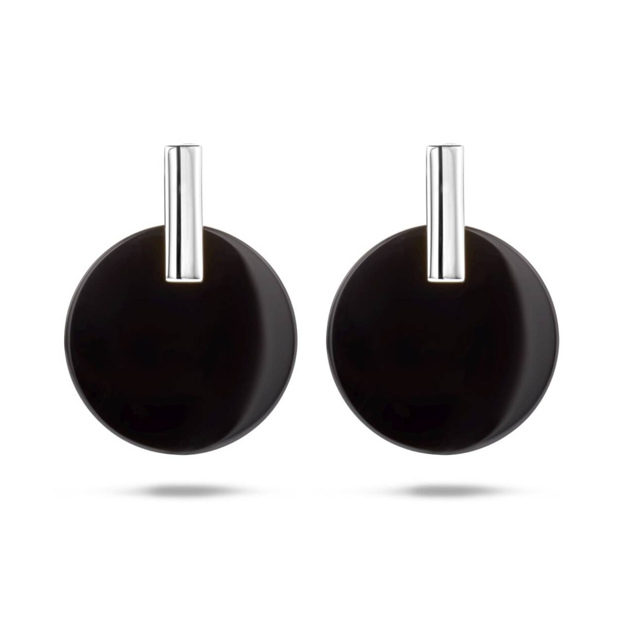 Oorknop/hanger zilver met Onyx schijven