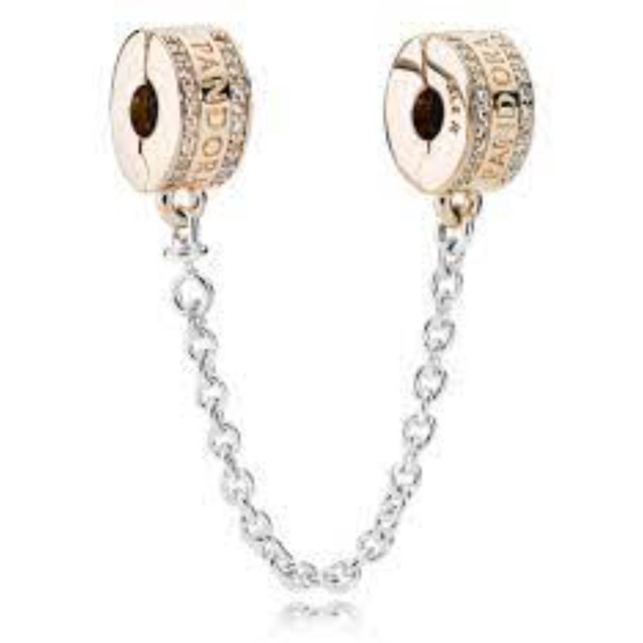 pandora safety chain silver gold