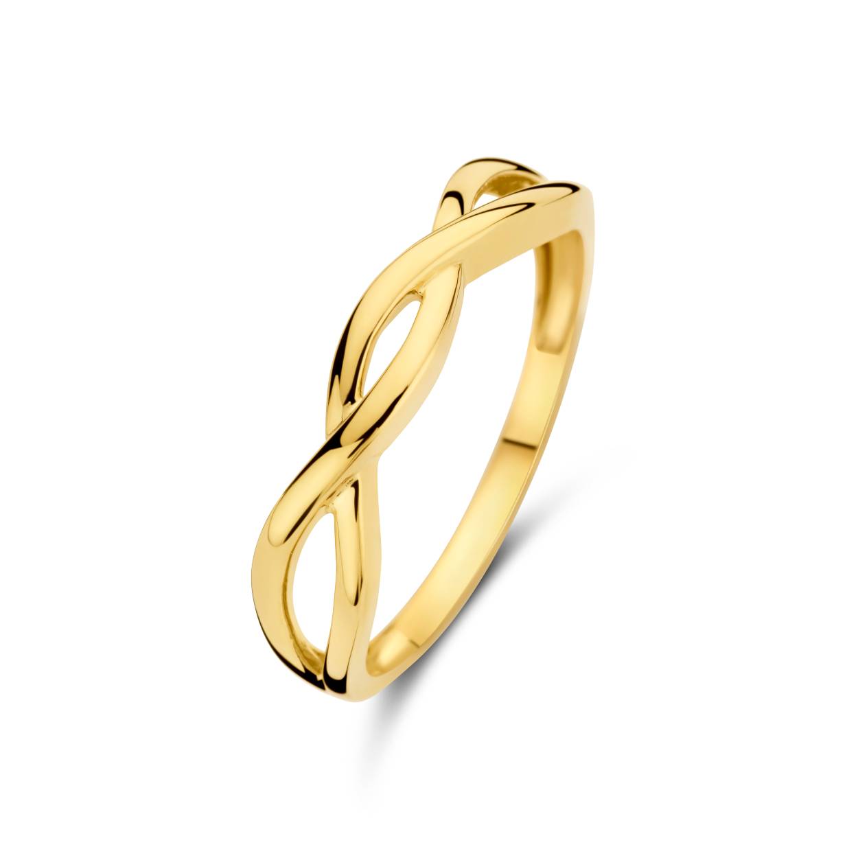 gouden J&J ring, vlecht mt17,5