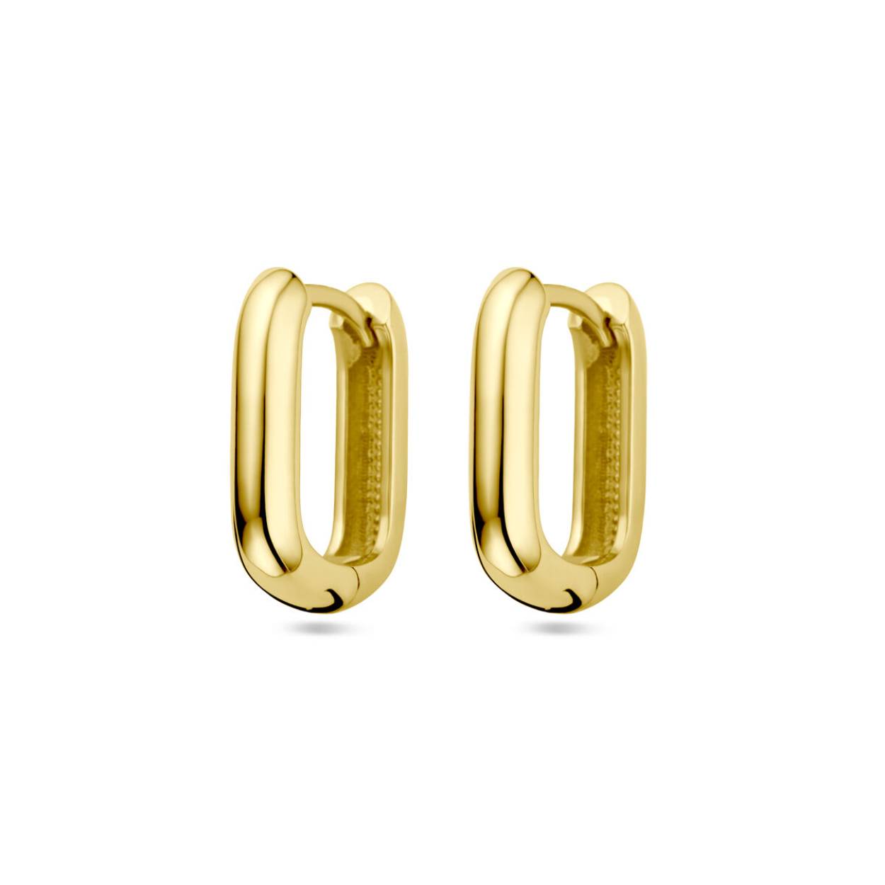 14k Geelgouden klapoorringen met een breedte van 3.3mm.