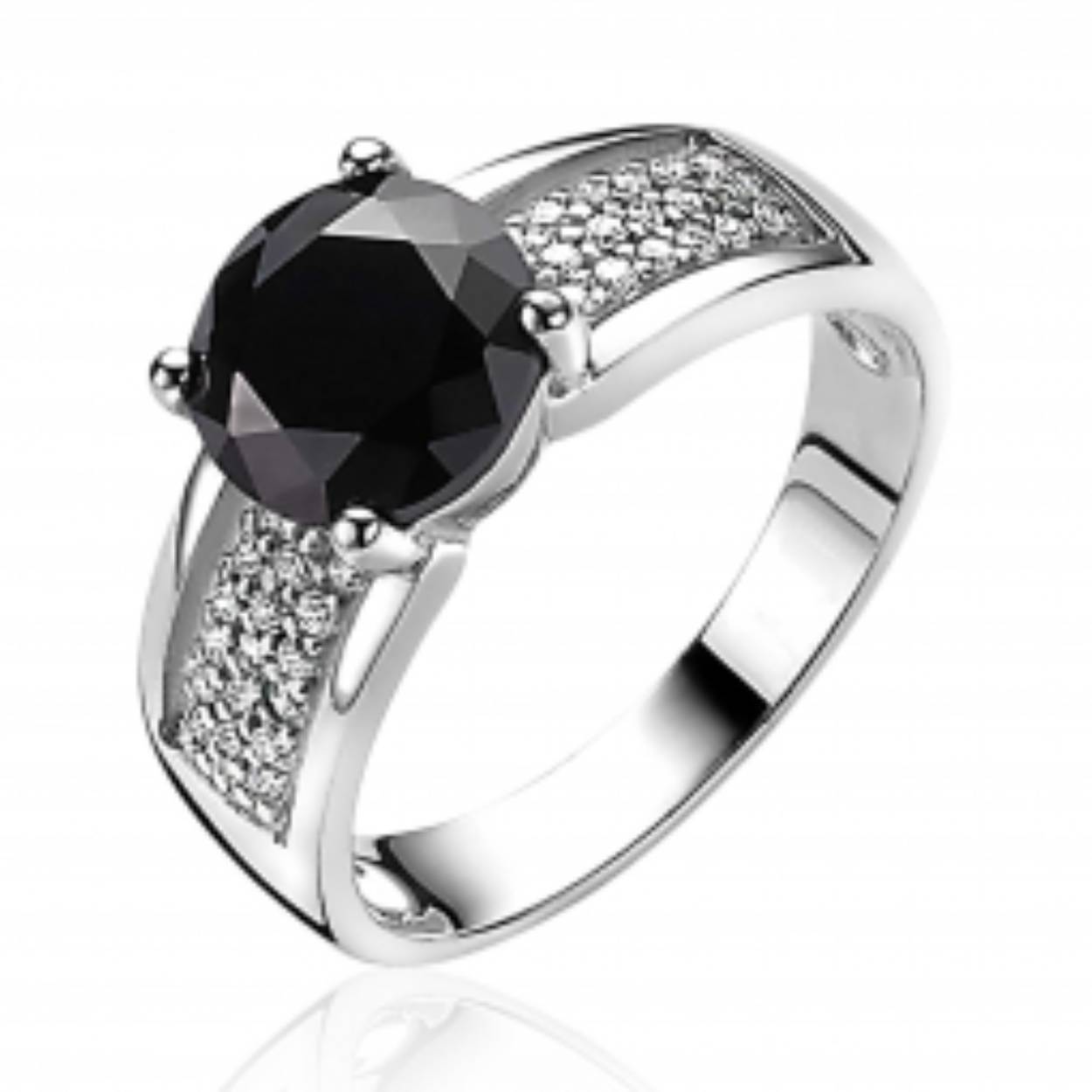 Zinzi zilveren zinzi ring zwart/wit zirkonia mt 52 ZIR770
