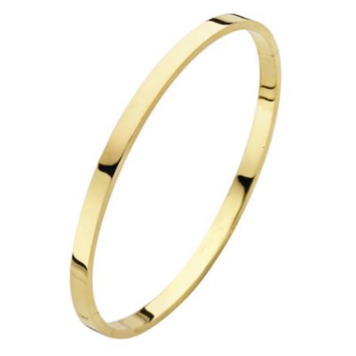 Model 40-A386104 is een 14 krt geelgouden Bangle. De bangle is vierkant van model en 4mm breed.