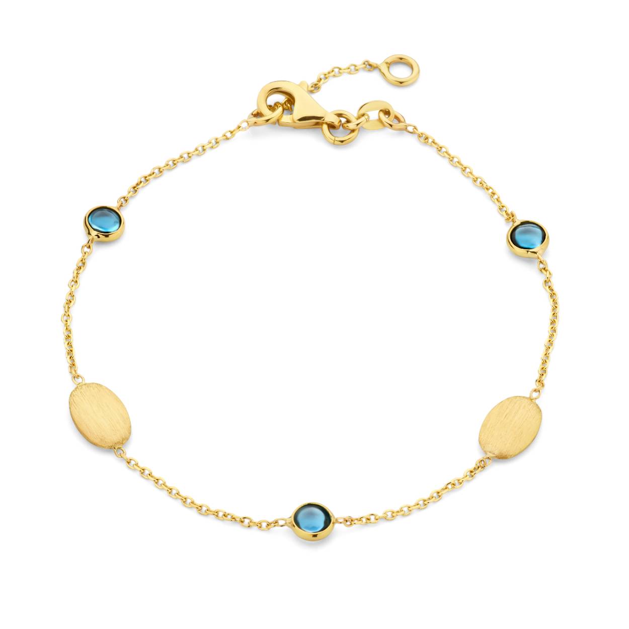 Geelgouden armband met met london blue topaas