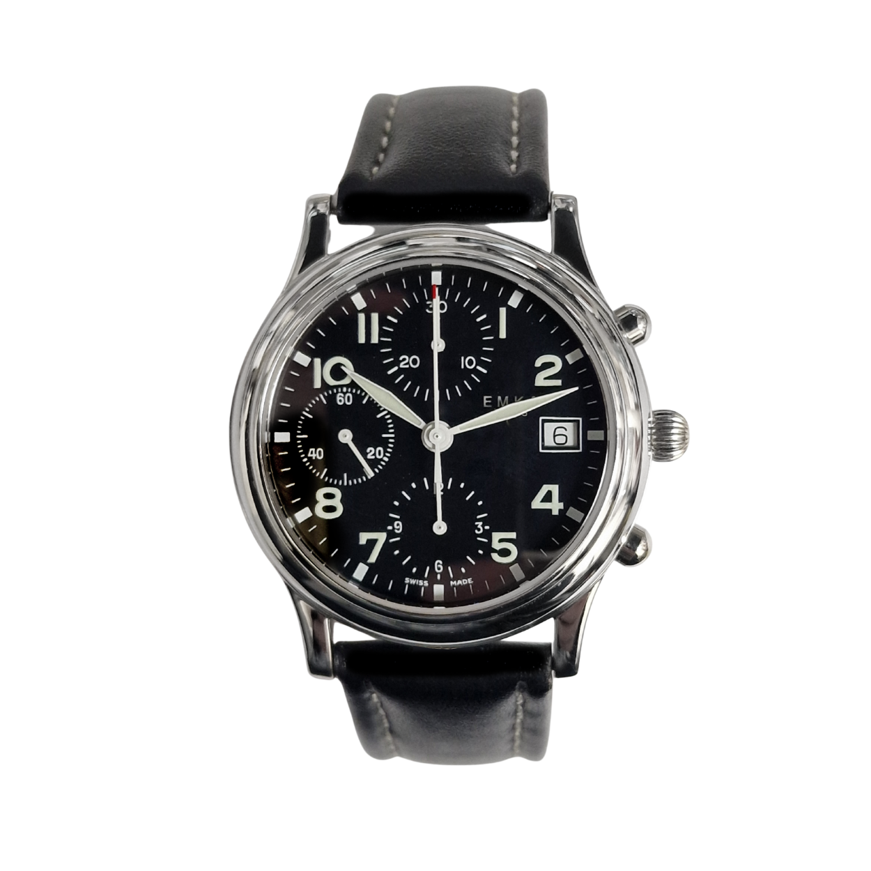 Emka Swiss automaat chrono Eta Valjoux 7750 kaliber met Saffierglas