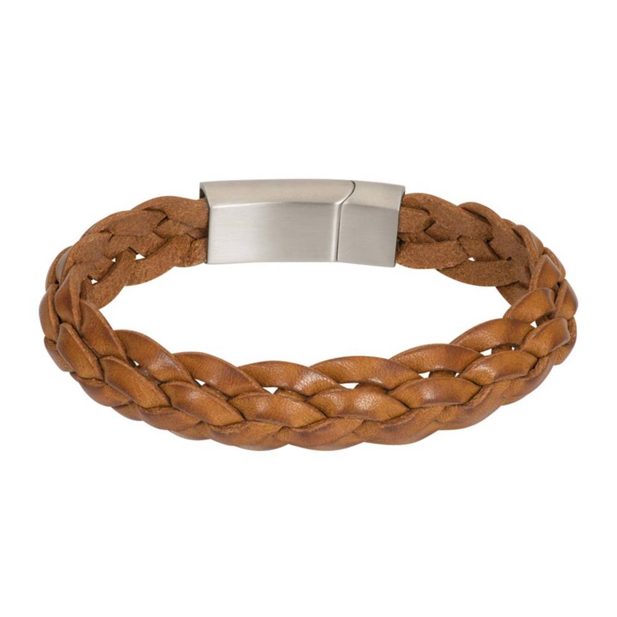De iXXXi MEN armband Dave is een handgemaakte leren armband. De bracelet bestaat uit een dubbel gevlochten design bestaande uit brede, cognac kleurige lederen banden. Armband Dave is voorzien van een langwerpige, mat zilverkleurige sluiting gemaakt van stainless steel.