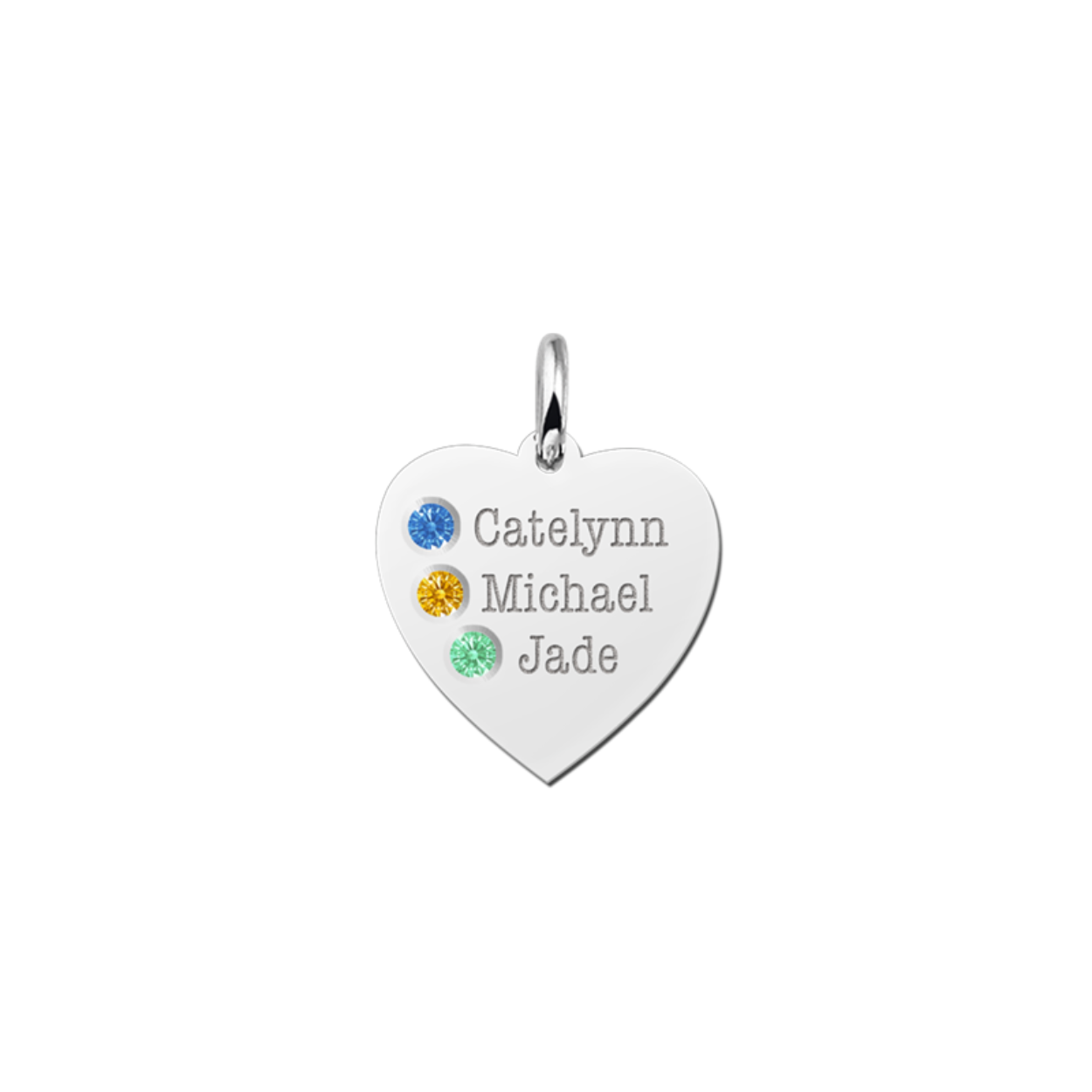 925 zilveren hart hanger met geboorte stenen.
Afmeting van deze hanger: 17x17MM
Deze hanger kan u bestellen met drie namen/woorden naar keuze en drie geboorte stenen naar keuze:

Januari "Granaat"
Februari "Amethist"
Maart "Aquamarijn"
April "Diamant"
Mei "Smaragd"
Juni "Lichte Amethist"
Juli "Robijn"
Augustus "Peridot"
September "Saffier"
Oktober "Rozenkwarts"
November "Geel Topaas"
December "Blauw Topaas"

U kan bij het afrekenen, bij het kopje opmerkingen vermelden welke steen en naam/woord er op gegraveerd mag worden.
(bijvoorbeeld: Steen Januari + naam / Steen Februari + naam / Steen Maart + naam)

Bij eventuele andere vragen kan u ons telefonisch bereiken.

Levertijd ongeveer: 14 dagen.
U word op de hoogte gehouden over het leveringsproces.

Is deze mooie zilveren hanger met namen en geboorte stenen een cadeautje voor jezelf of voor iemand anders? Bekijk ons assortiment voor bijpassende sieraden.