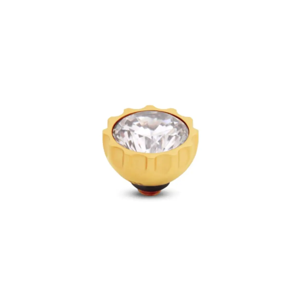Het Melano Twisted Sun CZ steentje is een klein zonnig steentje. De zirkonia steelt écht de show in dit design door de smalle rand van edelstaal.