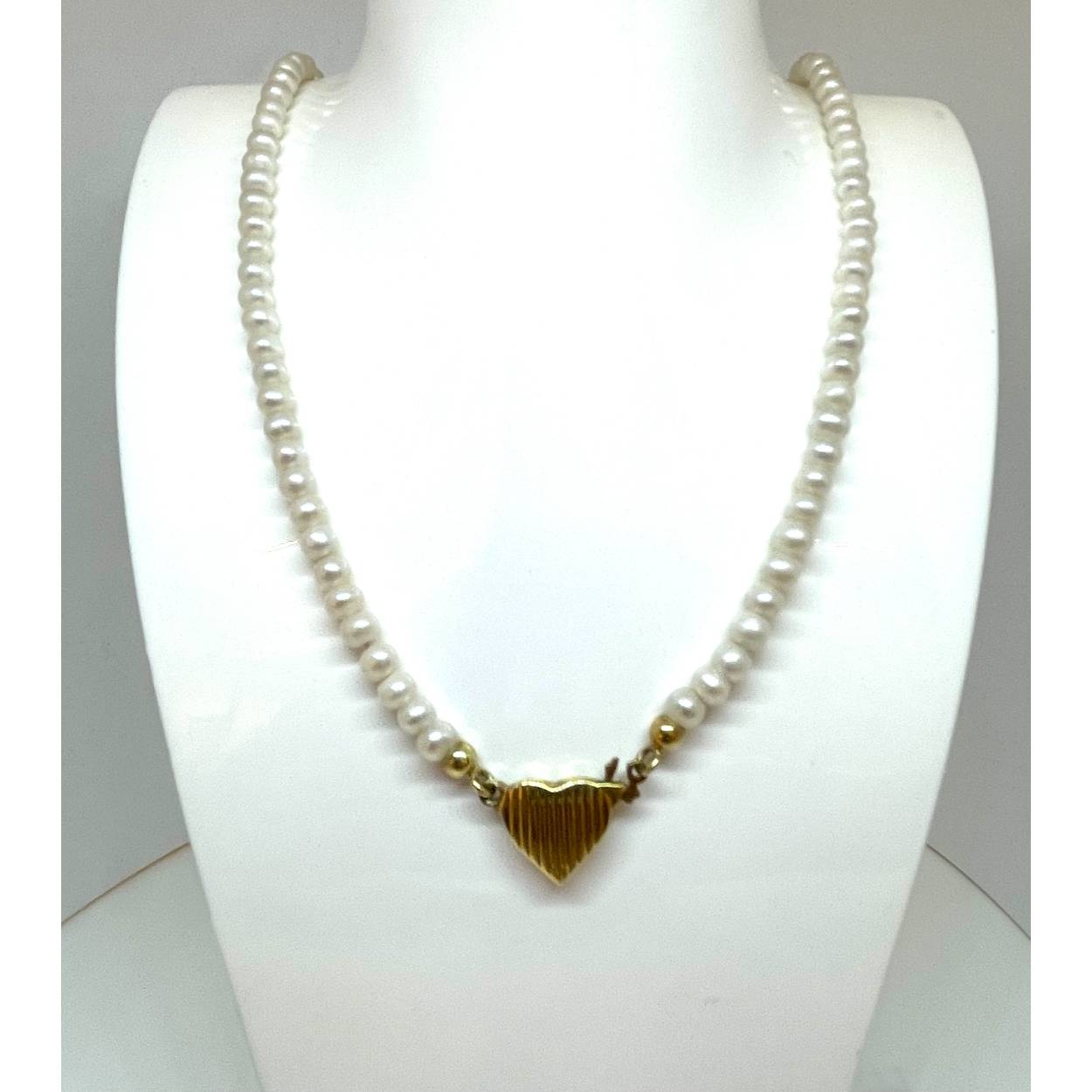 parelketting 14k goud hart