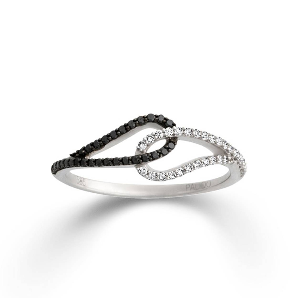 witgouden ring met diamant zwart/wit