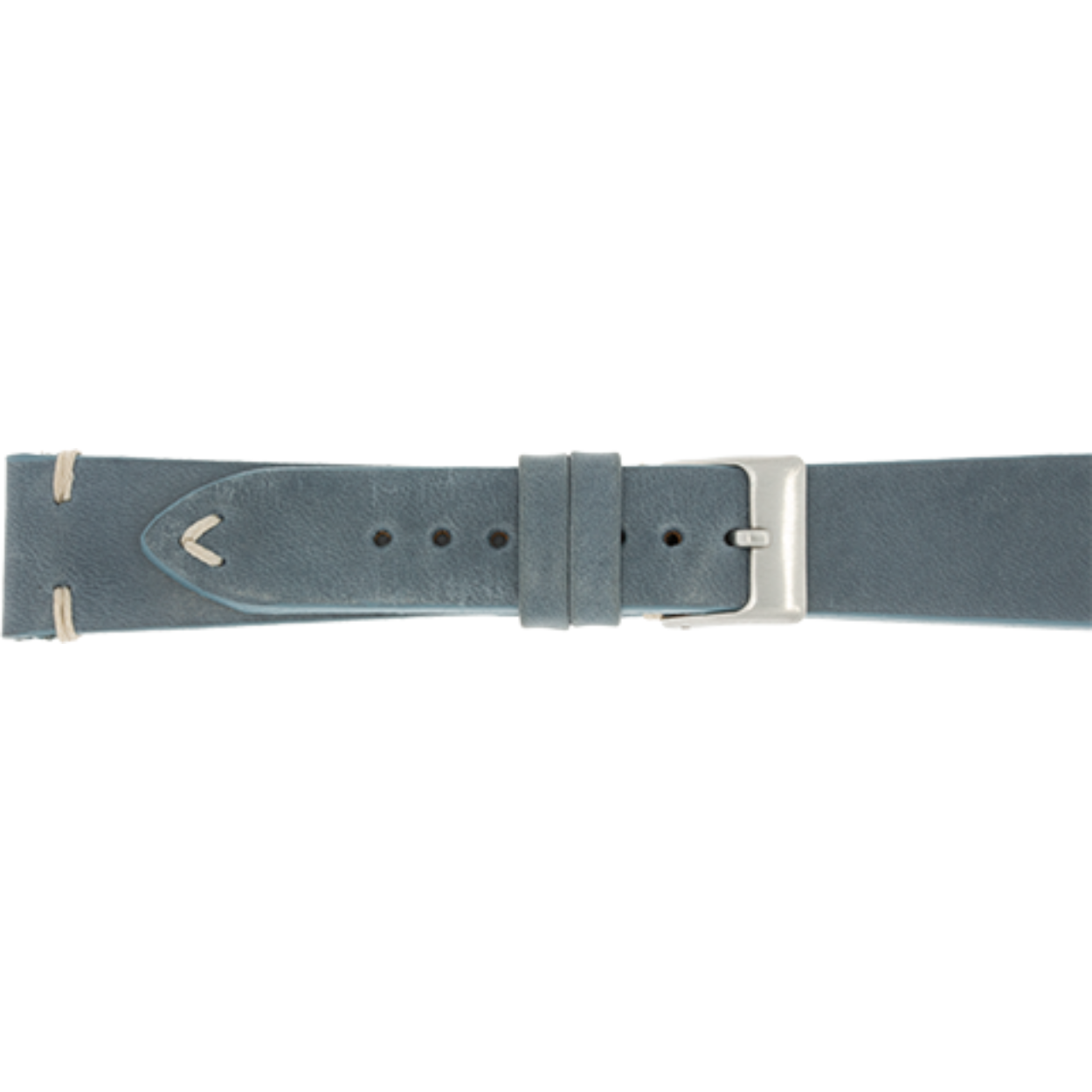 Horlogeband leder 18mm Blue creme stiksel 