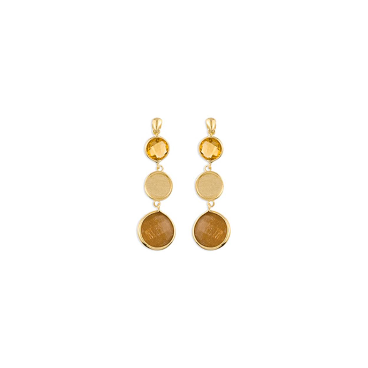 Italo Bottene 14 krt gouden oorhangers met Citrine en Golden sunstone
