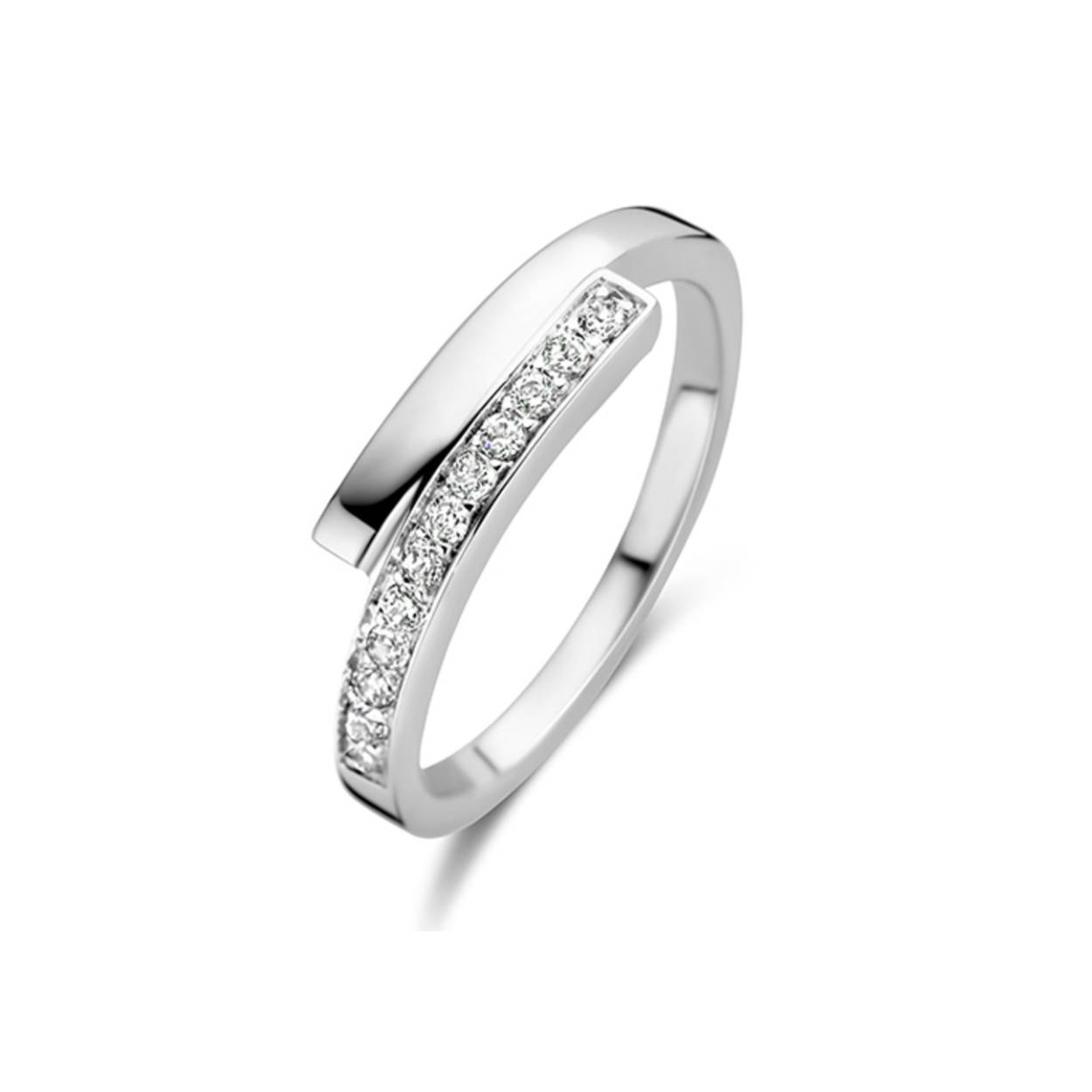 zilveren Moments ring, langs elkaar+zirconias mt54