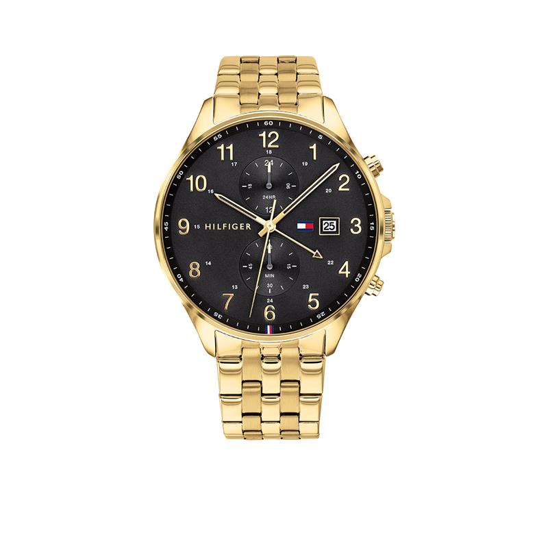 Dit casual herenhorloge is vervaardigd van edel staal in goudkleur. De diameter van het horloge is 44mm. Het horloge is voorzien van van een mineraalglas