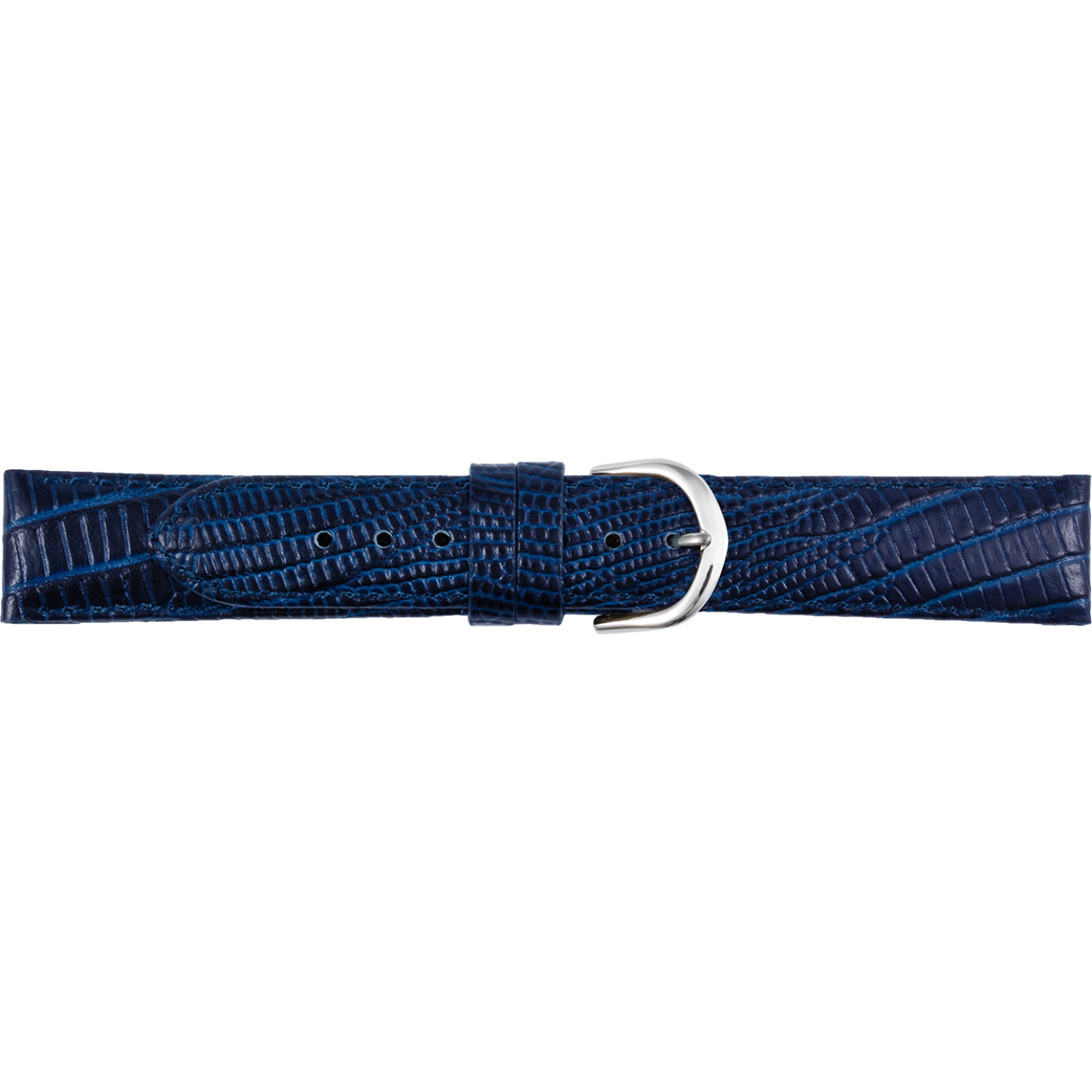 Horlogeband leder 079 donker blauw hagedissenprint 18mm