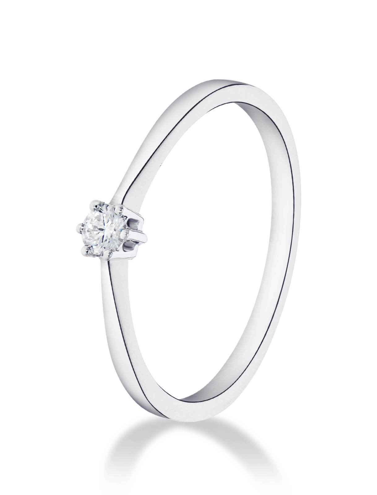 Witgouden solitairring met 1-0.05ct briljant