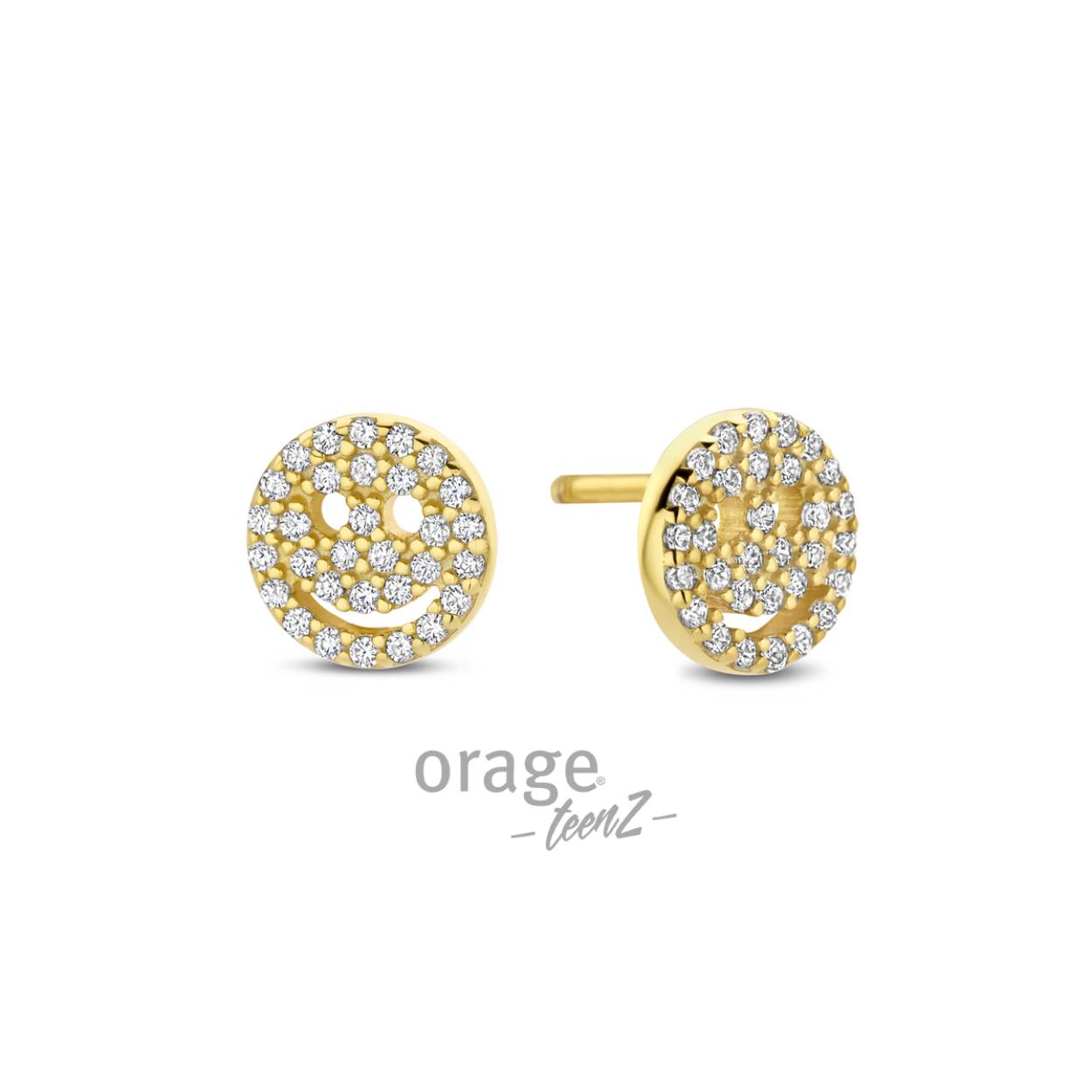 Orage oorstekers verguld met zirkonia