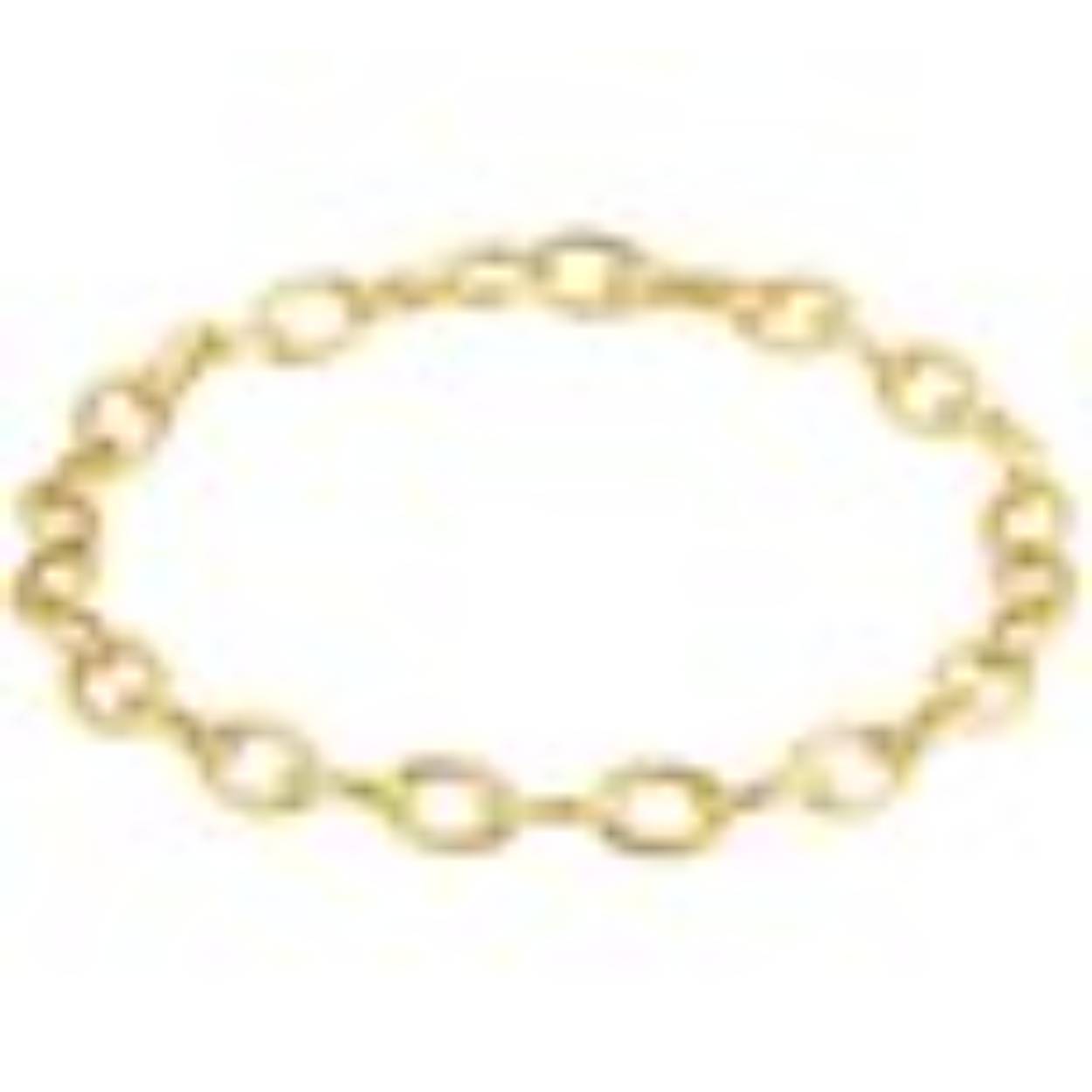 geelgouden armband met een ovale ankerschakel, uitgevoerd met een stevige karabijnhaak op 19 cm lengte