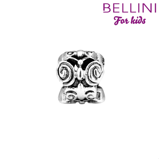 Bellini zilveren bedel in de vorm van een vlinder. Bellini biedt een ruime collectie kleine zilveren beads aan (925 zilver). Stel je eigen armband samen en kies je favoriete beads zoals een dolfijn, hondepoot, cupcake of klavertje 4. Met een gekleurde stopper houd je de Bellini beads mooi op hun plek. Elk seizoen introduceert Bellini weer nieuwe vrolijke en kleurrijke beads. Alle Bellini kindersieraden worden geleverd in het bijbehorende roze buideltje en zijn een perfect cadeau voor een verjaardag, zwemdiploma, communie of andere feestelijke gelegenheid. 