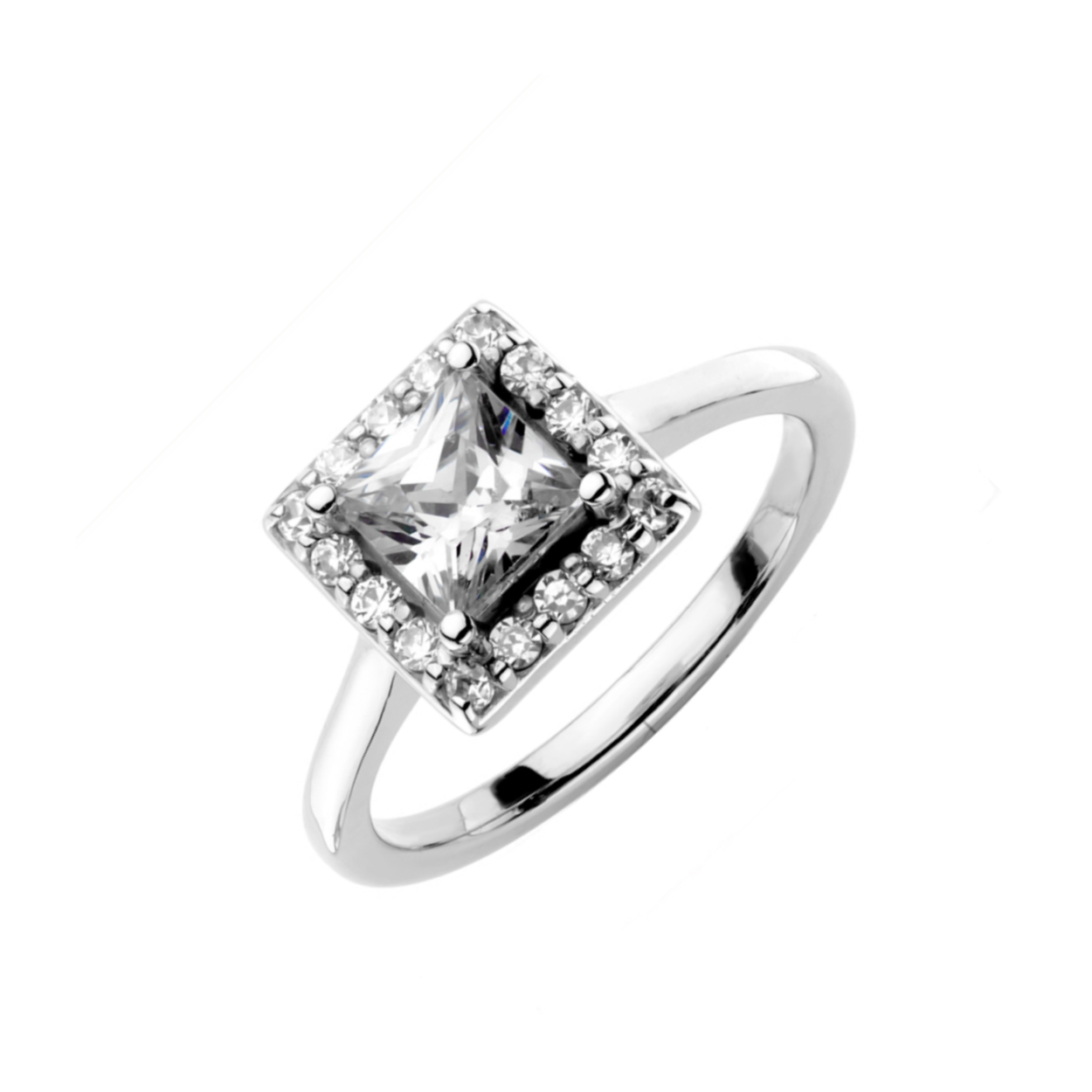 BAGUE OR BLANC 18K ,DIAMANT PRINCESSE  0,22HVS + 0,14GVS