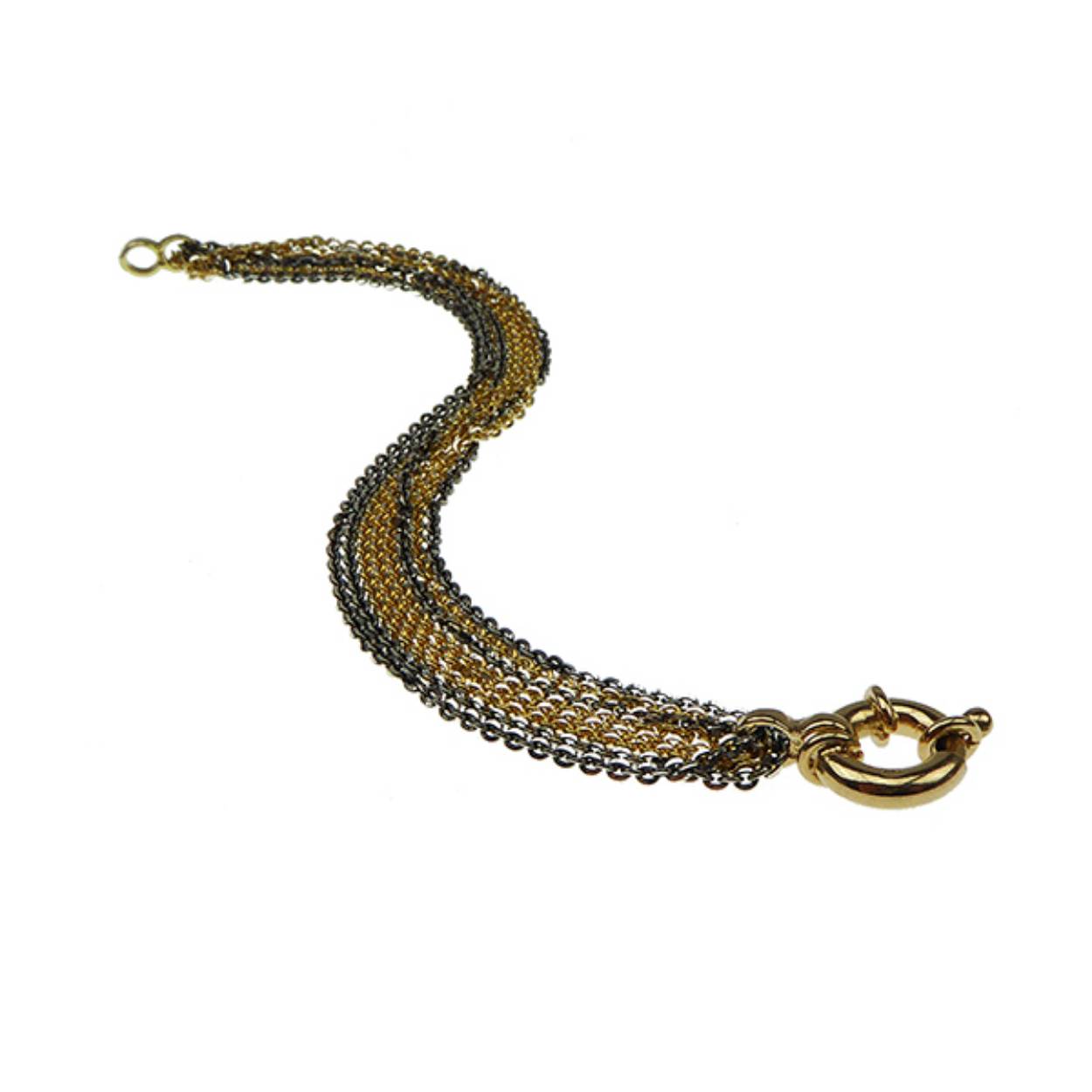 8-rijig kettingontwerp met mooie veerring. De kettingen zijn zwart of glanzend rhodium-verguld -rosé verguld of een combinatie van hetzelfde en ook geslepen met diamanten (DC), zodat ze bovendien een glanzend oppervlak hebben - allemaal natuurlijk gemaakt van sterling zilver.
