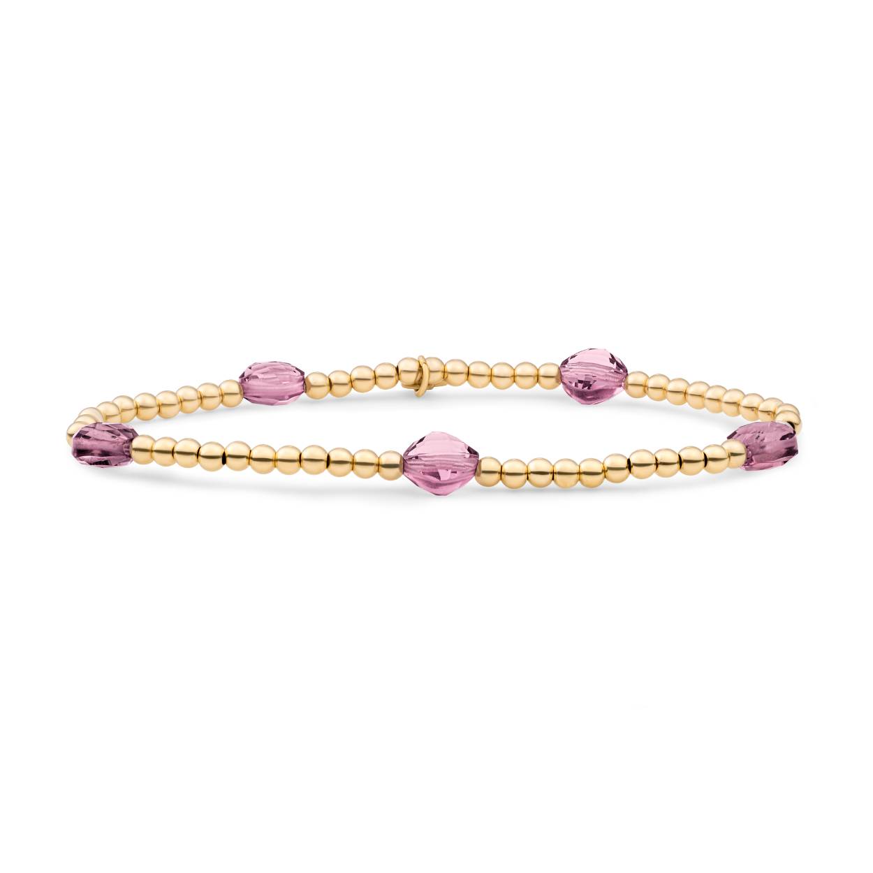 Sparkling Jewels armband Cushion Cut Beads Aubergine Quartz goldplated
