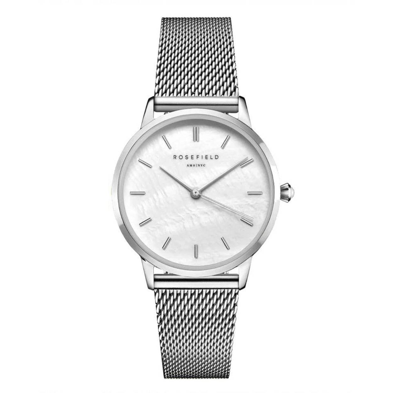 Rosefield Dames Horloge RMSMS-R08 met zilverkleurige roestvrij stalen mesh-band