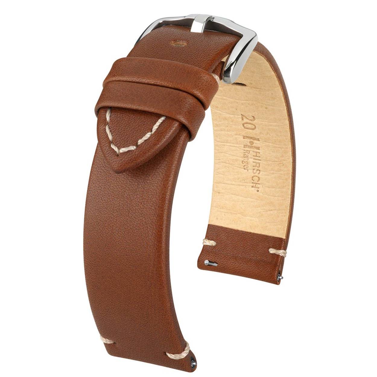 RANGER is een individuele, originele en krachtige lederen armband uit de HIRSCH Essential serie. Met andere woorden - de moderne interpretatie van vervlogen tijden. Onze RANGER is gemaakt van vezeldiep barrel-dyed kalfsleder met een echt gestructureerd oppervlak.

De natuurlijke kwaliteit van het materiaal zorgt voor een elegante patina-ontwikkeling, terwijl het riemdesign van de armband voor het "retro"-karakter zorgt. De geaccentueerde contrasterende stiksels op de punt, de decoratieve staafnaad langs de gesp en de bevestiging en de ovale functionele gaten, maken van onze RANGER een klassieker