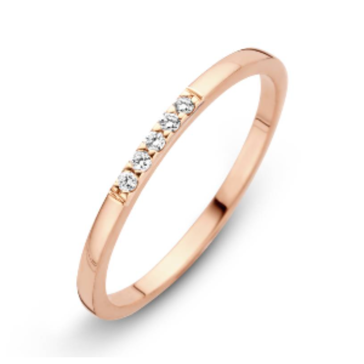 14kt RG ring sider 5x0,01ct. H/SI