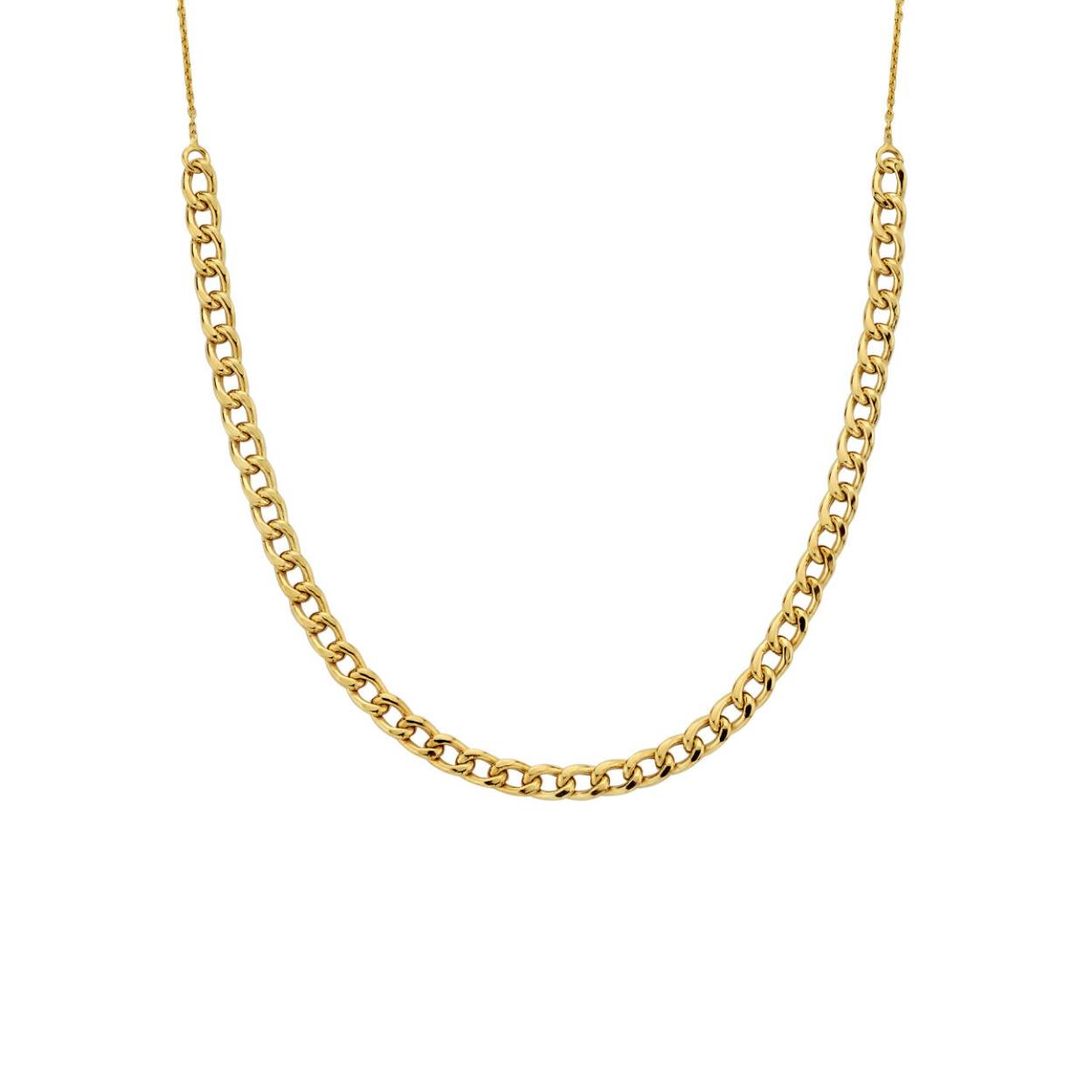 14k Geelgouden collier met een anker schakel van 0.7mm en een gourmette schakel van 2.8mm. Het collier heeft draaglengtes van 40, 42 en 44cm.