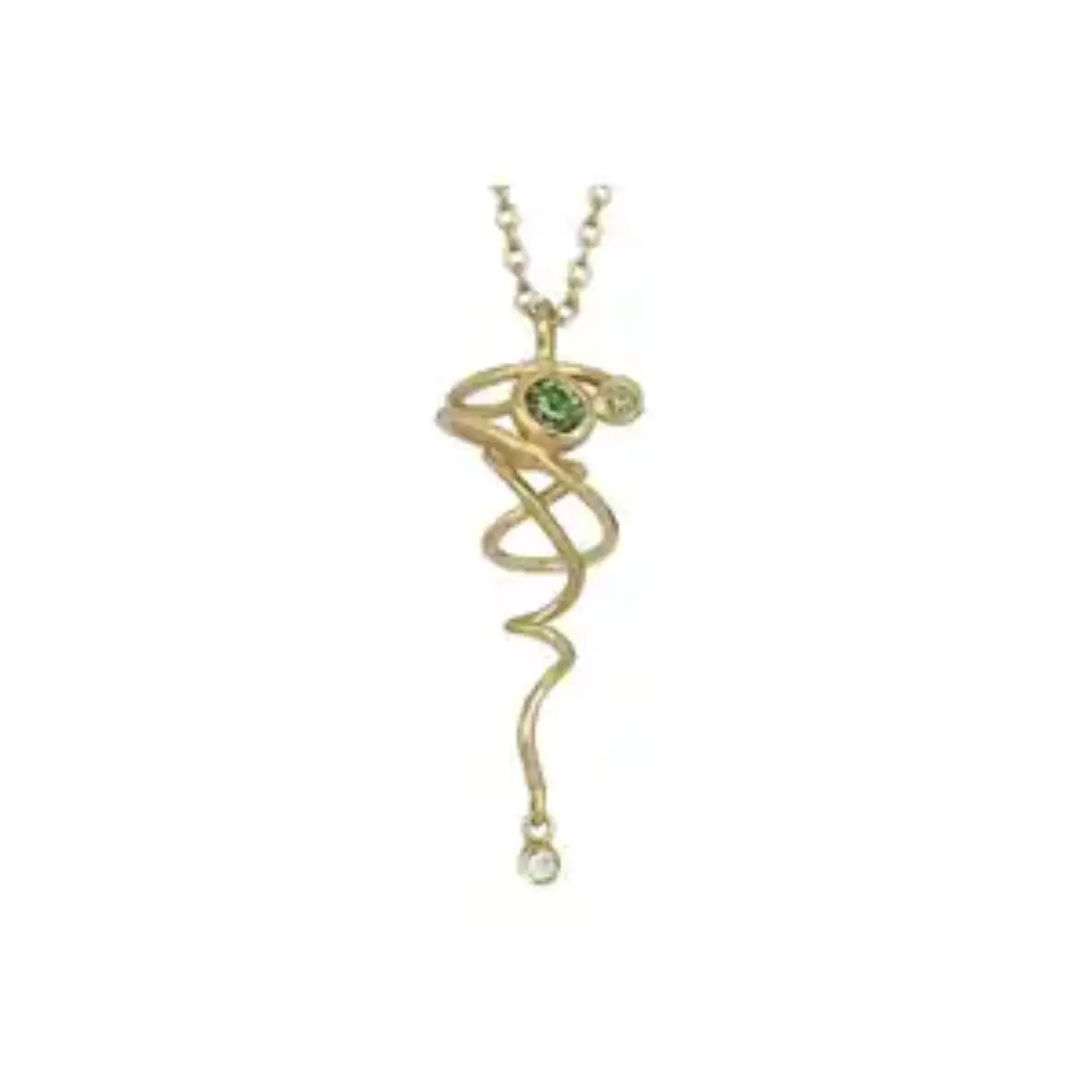 vergulde collier met groene kwarts, peridoot, topaas