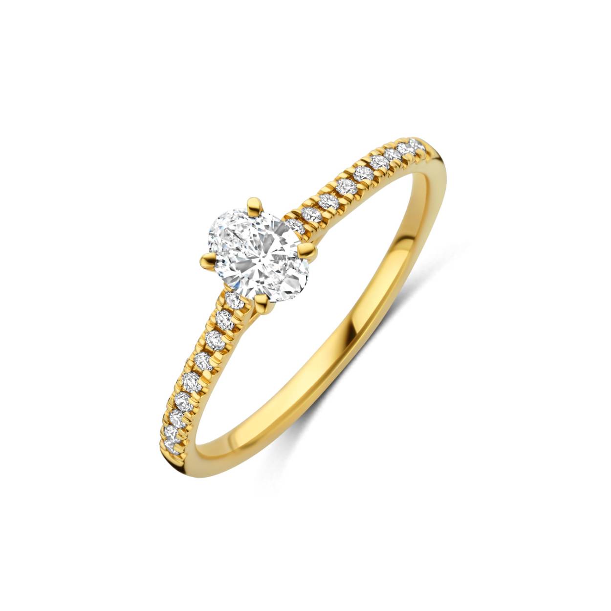 Ring geel goud 18kt met labdiamanten.