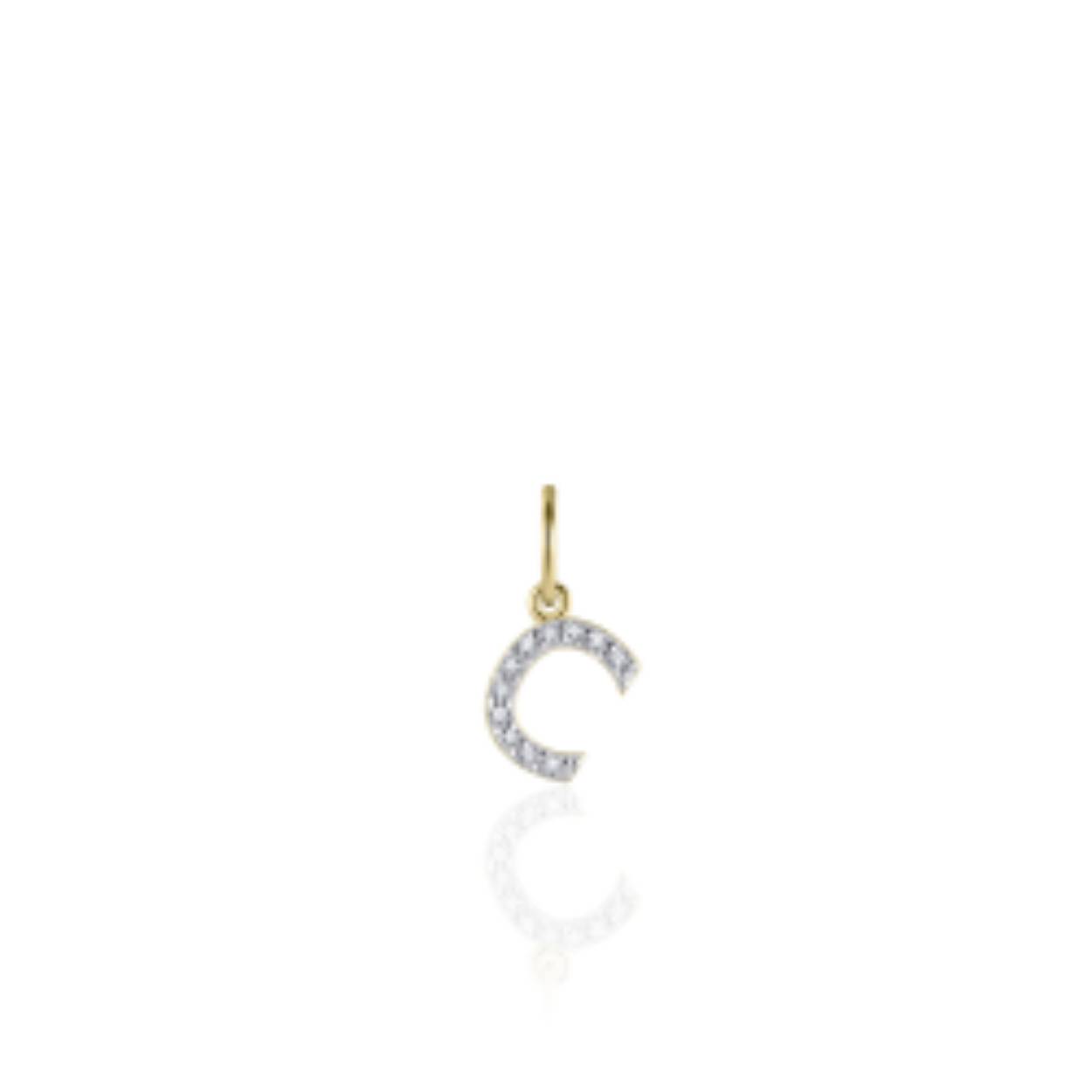letter C | zilver goldplated | zirkonia's