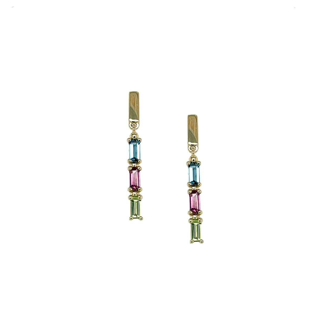 Oorhangers topaas-peridot-rhodoliet