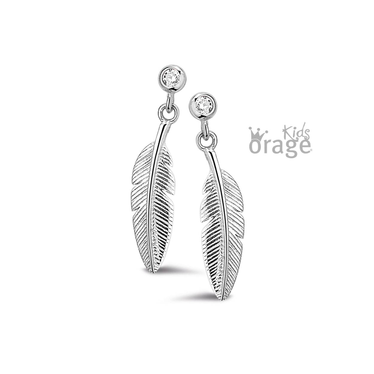 Orage kids - zilveren oorhangers 'pluim'