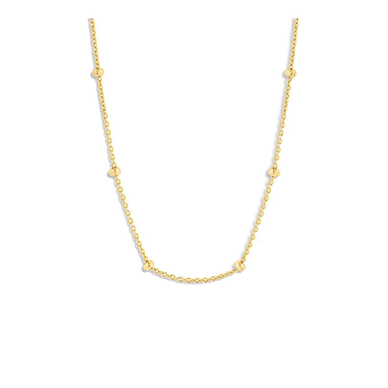 Dit collier met gouden bolletjes is tijdloos en subtiel. Je kan de ketting prachtig los dragen, of je kan deze combineren met een  Charm of Coin.