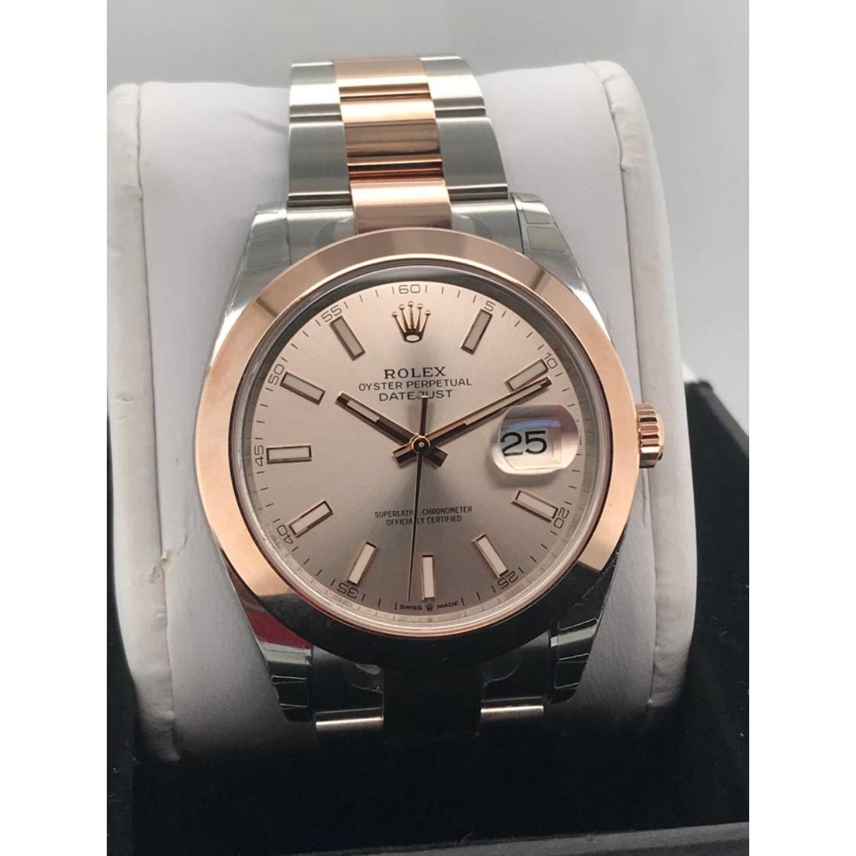 Rolex datejust staal/rose goud. silver dial.
