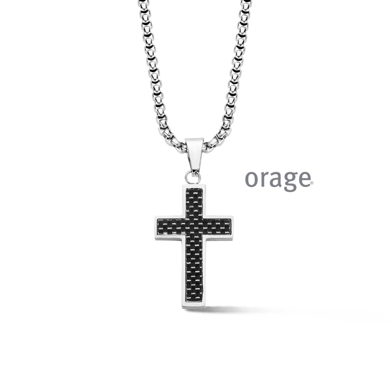Orage ketting heren kruis staal