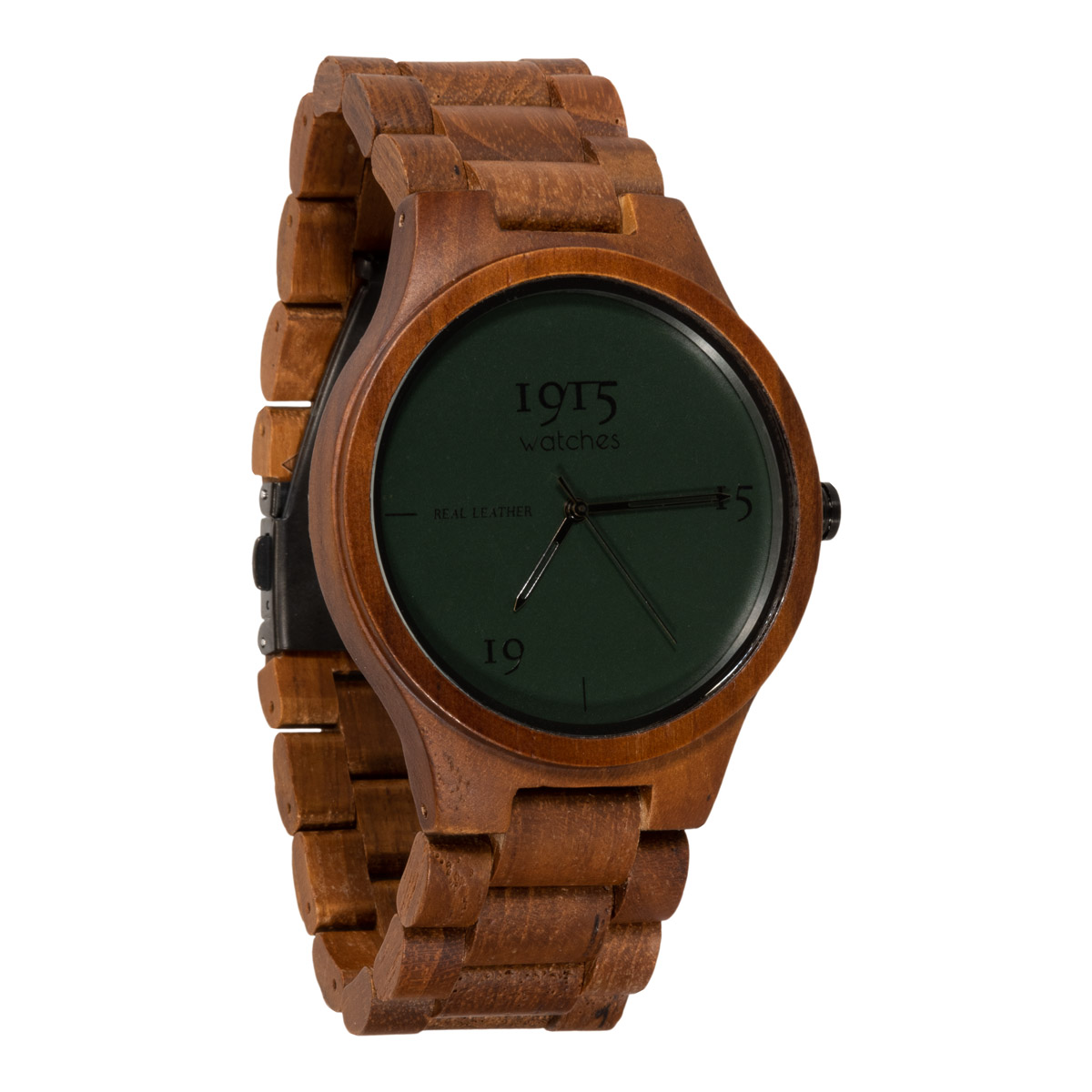 1915 horloge, men real leather night green
