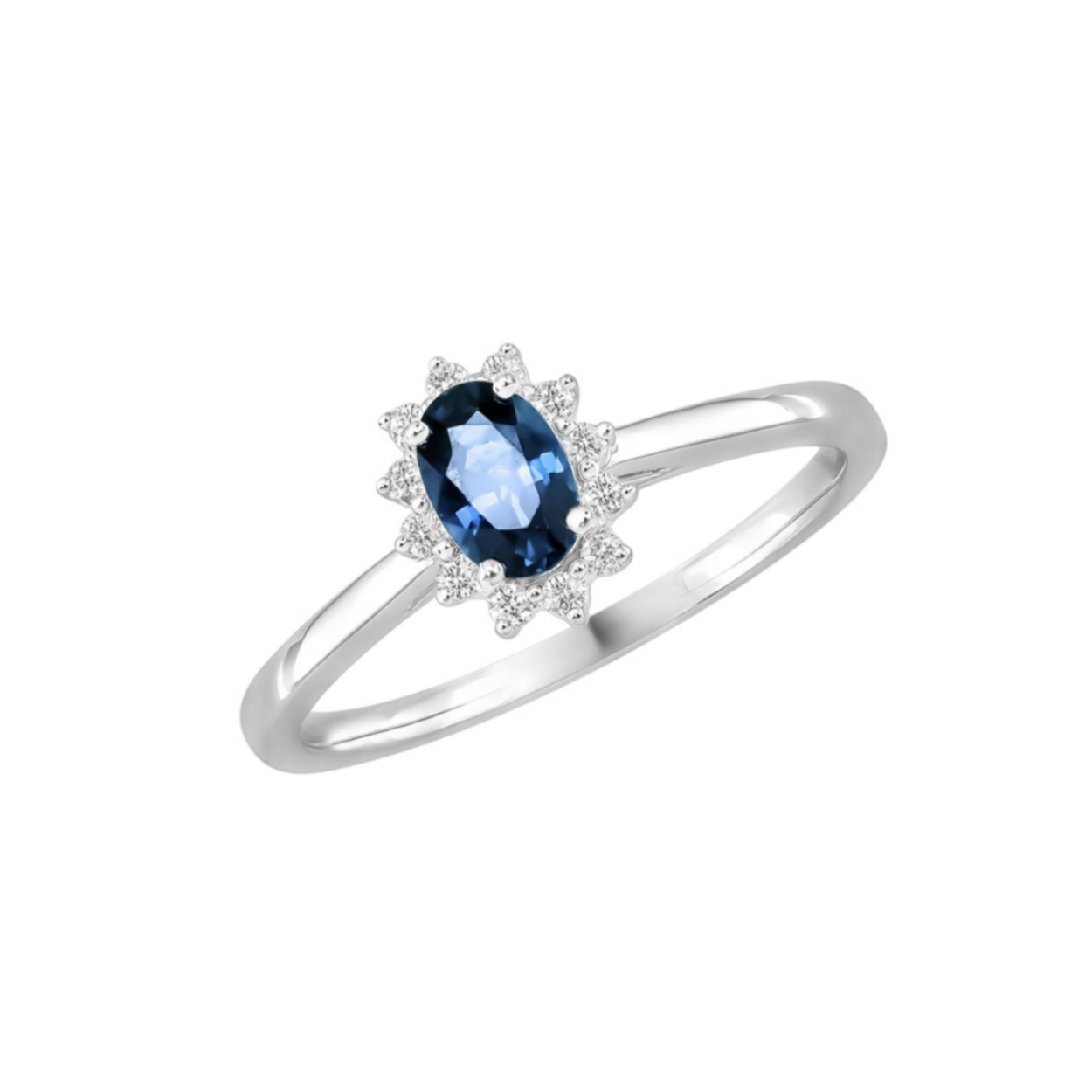 Witgouden ring 18Kt met saffier en diamant