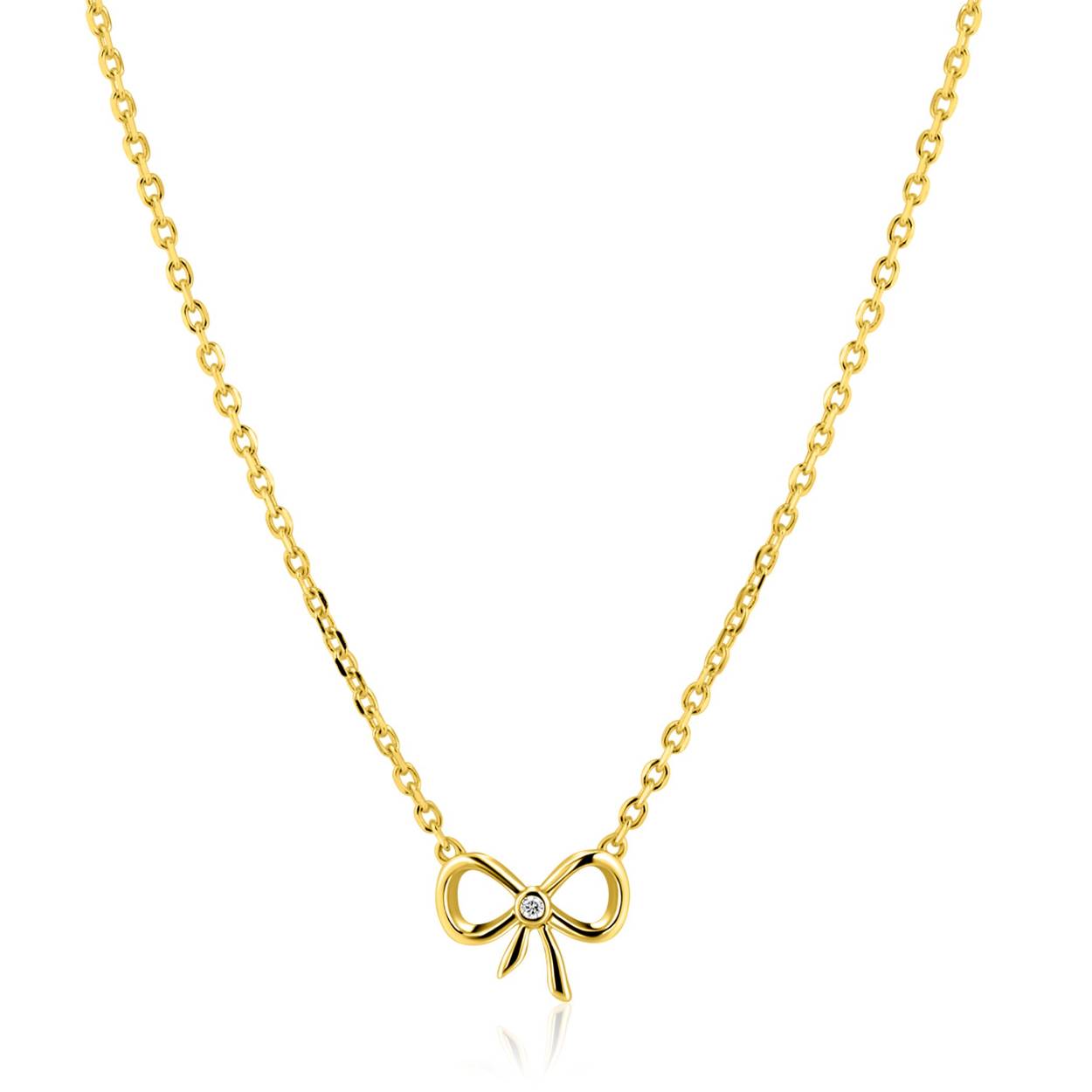 zilveren geelvergulde zinzi collier met een strikje