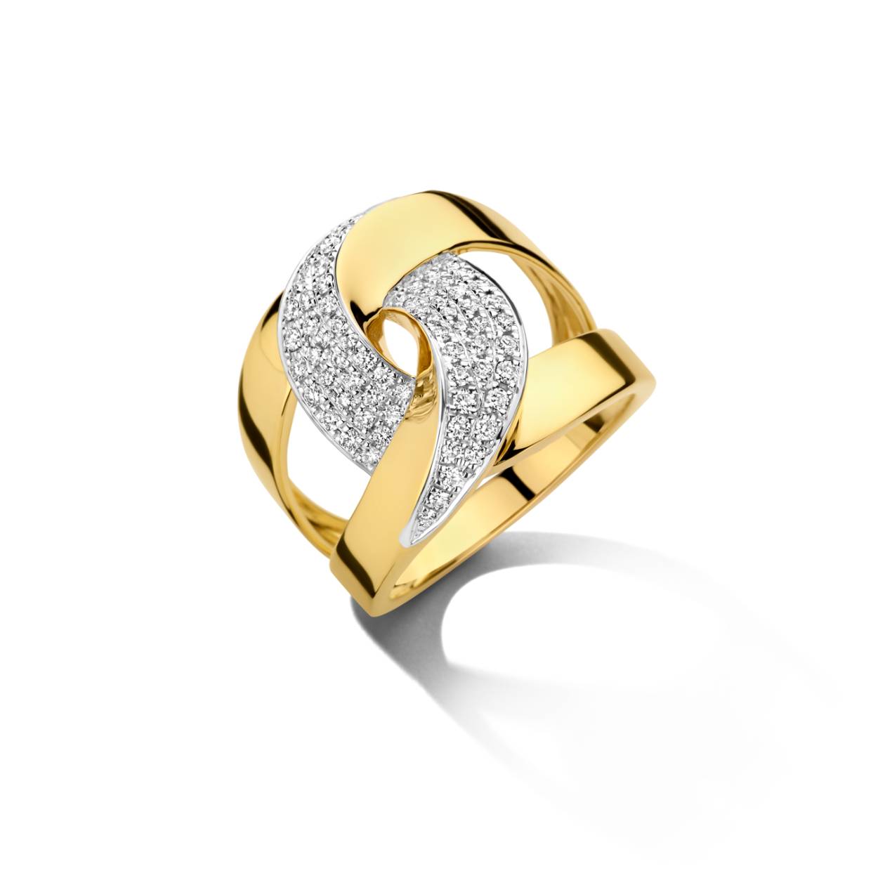 Geel gouden 18 karaat ring met 0.54 ct briljanten
