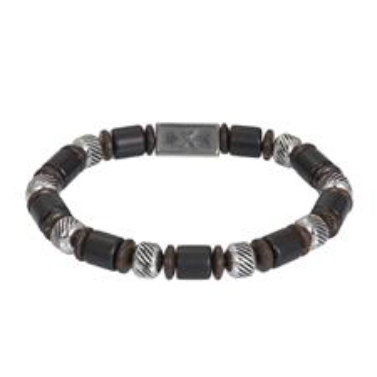 iXXXi men armband op elastiek
zwart-bruin , model Kick maat M
De iXXXi MEN armband Kick bestaat uit een combinatie van stainless steel in de kleur antiek zilver met houten en zwart kleurige kralen. De bracelet is een kralen armband met kralen in een soort rechthoekige en cilinder vorm. In het midden van de armband bevindt zich een langwerpig stalen detail in de kleur antiek zilver met een 'X' erop gegraveerd. De iXXXi heren armband Kick is door middel van elastiek draagbaar in de maten M en L. Mix en match met verschillende armbanden uit de iXXXi MEN collectie en maak zo jouw look compleet!