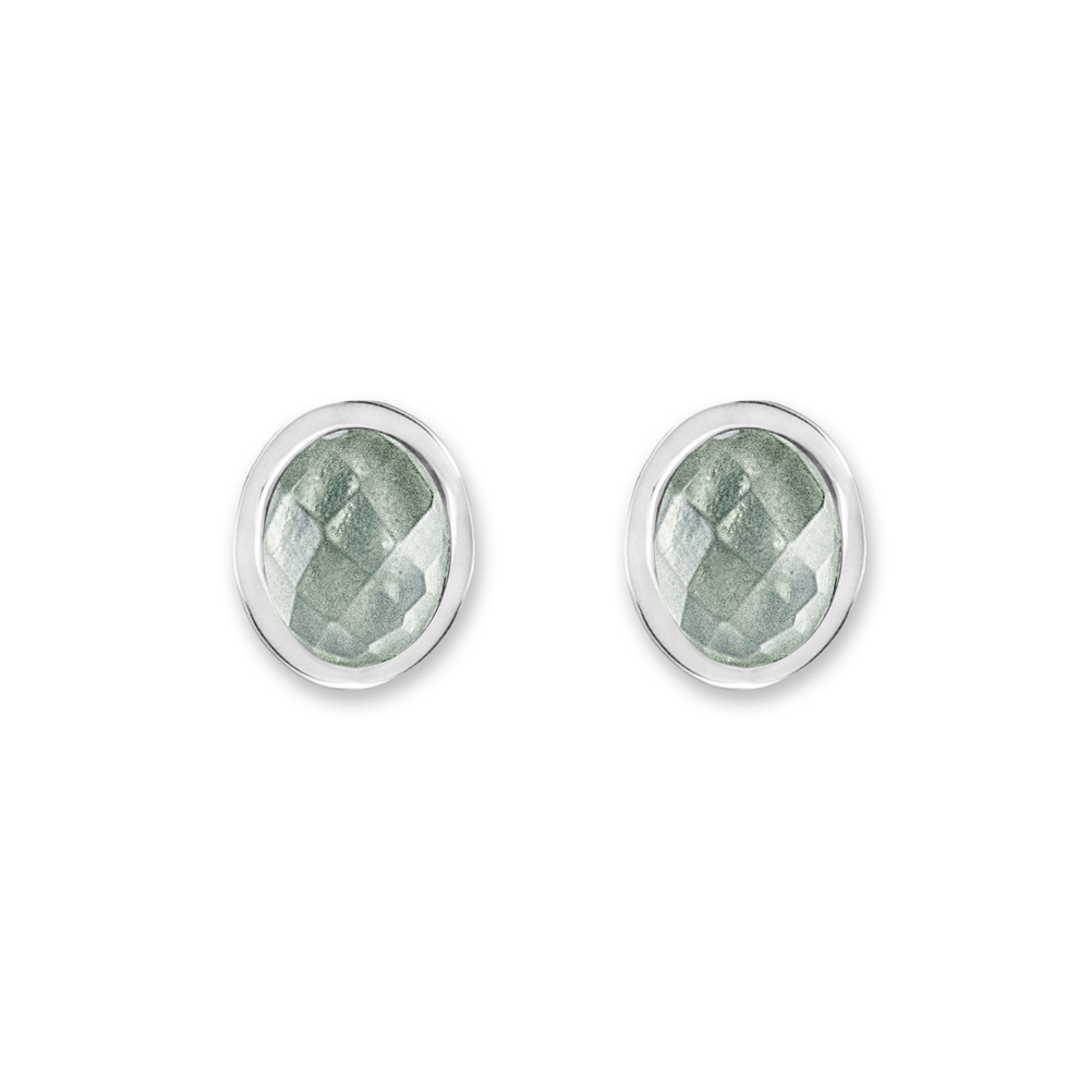 Zilveren Oorknop - Rainbow (Aquamarijn) 
Deze sterling zilveren oorknopjes bevatten een 6 x 5 mm aquamarijn steen.