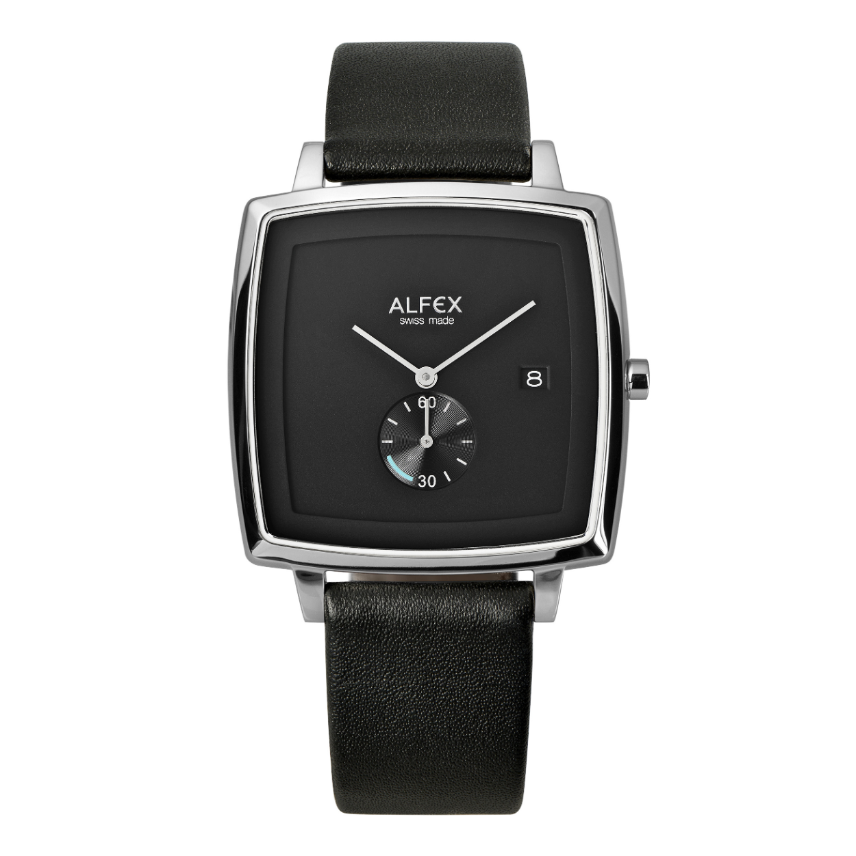 Alfex hph vierkant wzpl zwart datum secondewijzer zwart leren band. Flatline,superplat