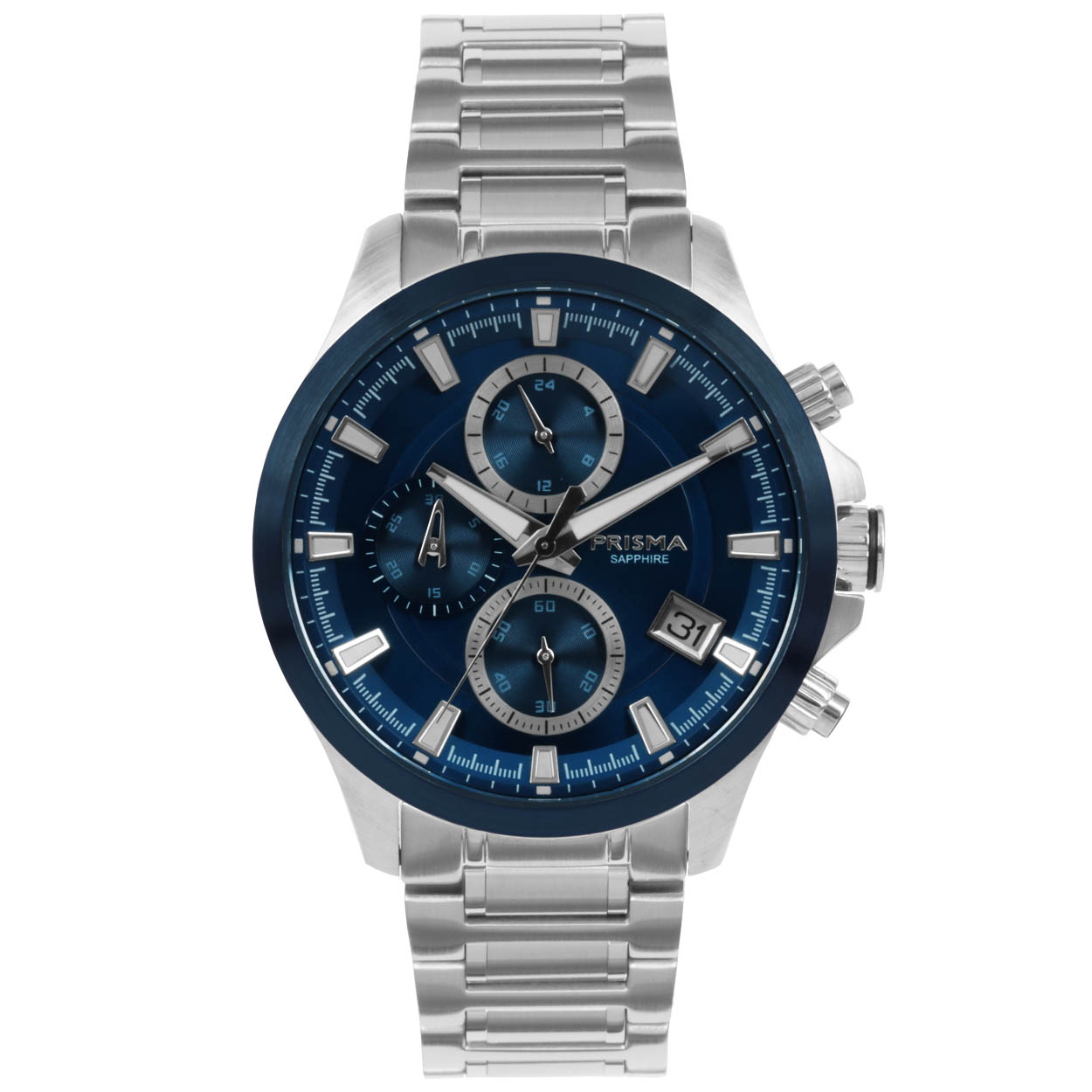 Prisma horloge 1331 heren edelstaal saffierglas 10 ATM 

Algemeen
Geslacht: heren
Model: P.1331

Voordelen
- band edelstaal zilver
- wijzerplaat blauw met witte streepjes
- boven gem. waterdicht: zwemmen/duiken
- glas is zeer krasvast
- datum
- quartz
- maat kast 42mm (breedte) 11mm (dikte)