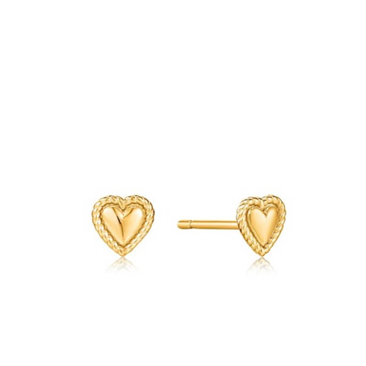 Ania Haie zilver geel vergulde hartjes, Ropes and Dreams - Stud Earrings