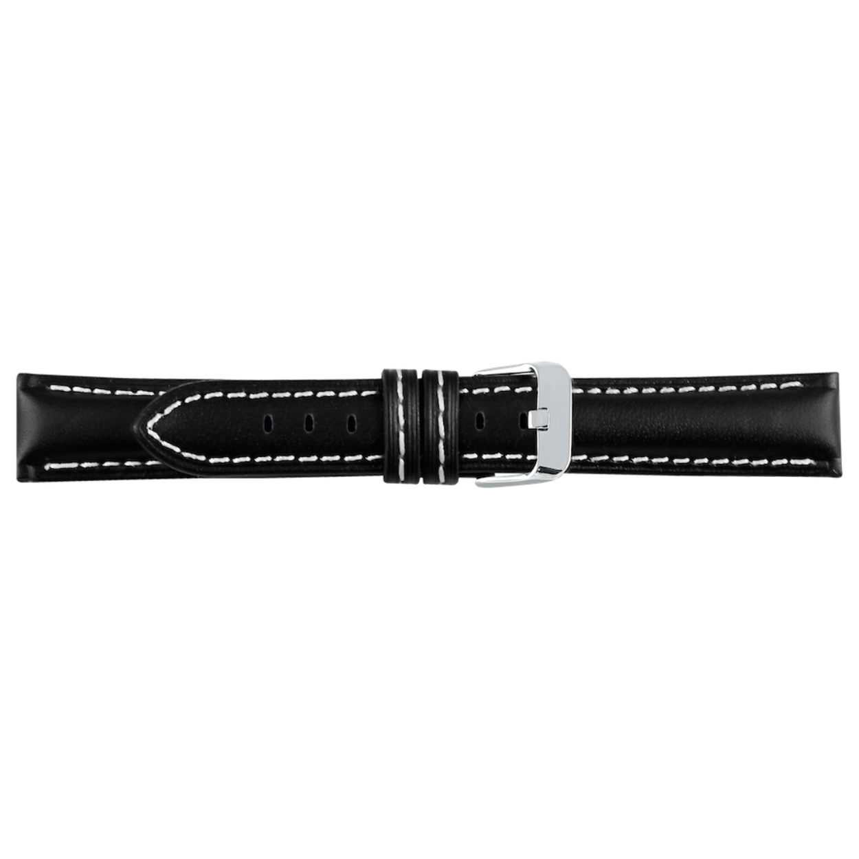  Horlogeband leder 263 zwart wit stiksel XL 18mm