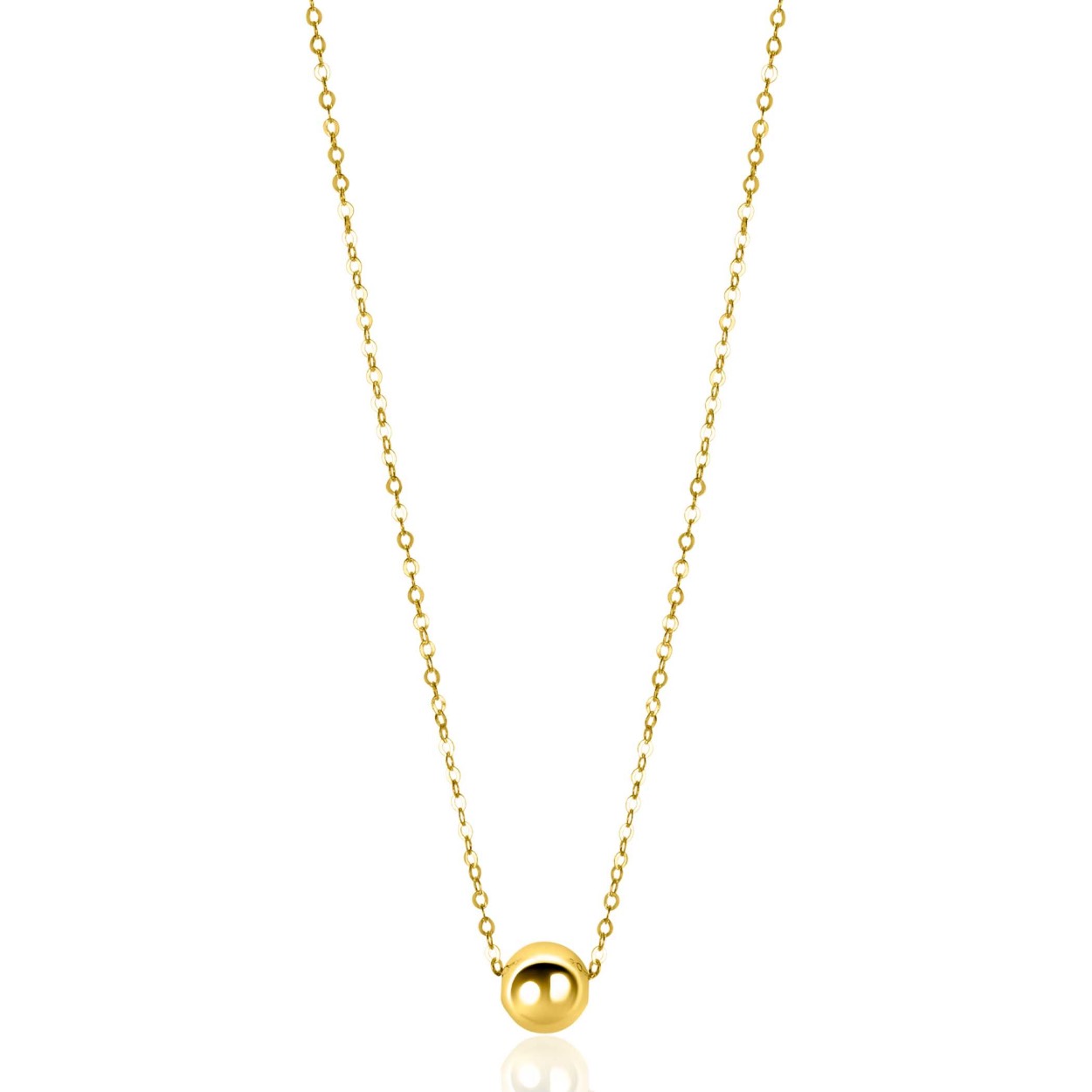 ZINZI Gold 14 krt gouden schakel kettinkje met sierlijke gladde bol (6mm). De lengte van de ketting is te variëren tussen 42cm en 45cm. Met herkenbaar 'Zinzi' door het kleine gouden Zinzi hartje bij de sluiting. Vervaardigd van geheel 14 karaat goud (585).